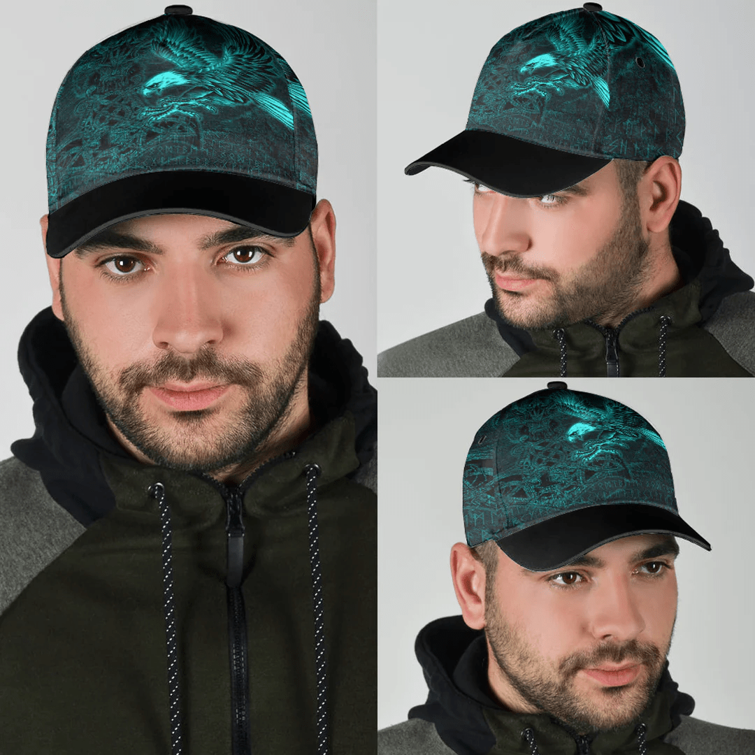 Adeenyc Classic Cap - Raven Mjolnir Turquoise Viking Baseball Cap Trucker Hats Custom Hats Gifts For Men & Women