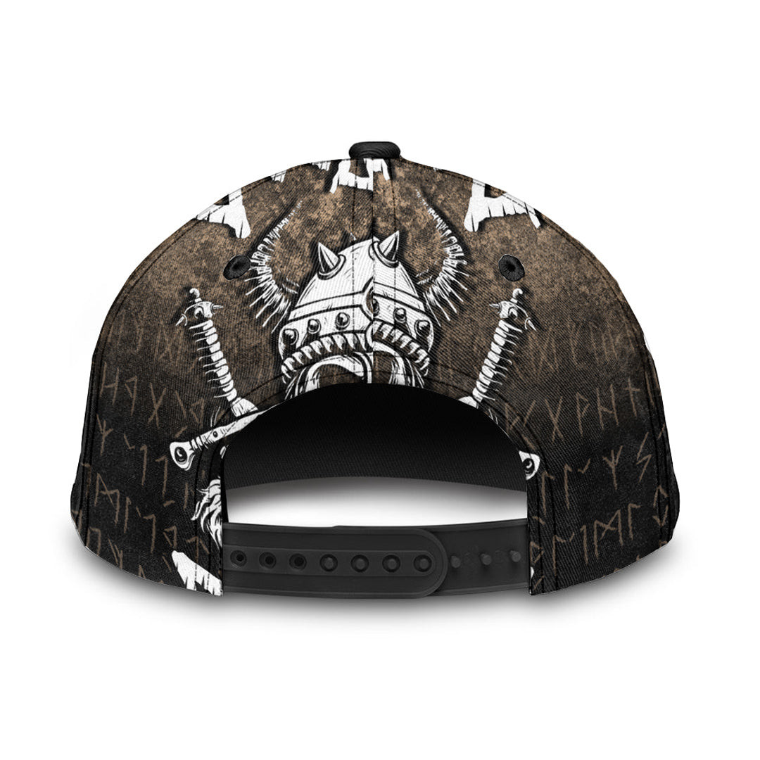 Adeenyc Classic Cap - Valhalla Awaits Viking Skull Warrior Axe Baseball Cap Trucker Hats Custom Hats Gifts For Men & Women