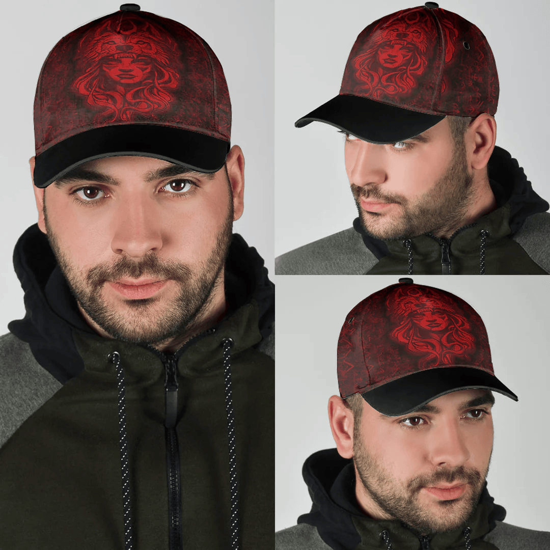 Adeenyc Classic Cap - Valkyries And Wolf Moon Red Viking Baseball Cap Trucker Hats Custom Hats Gifts For Men & Women
