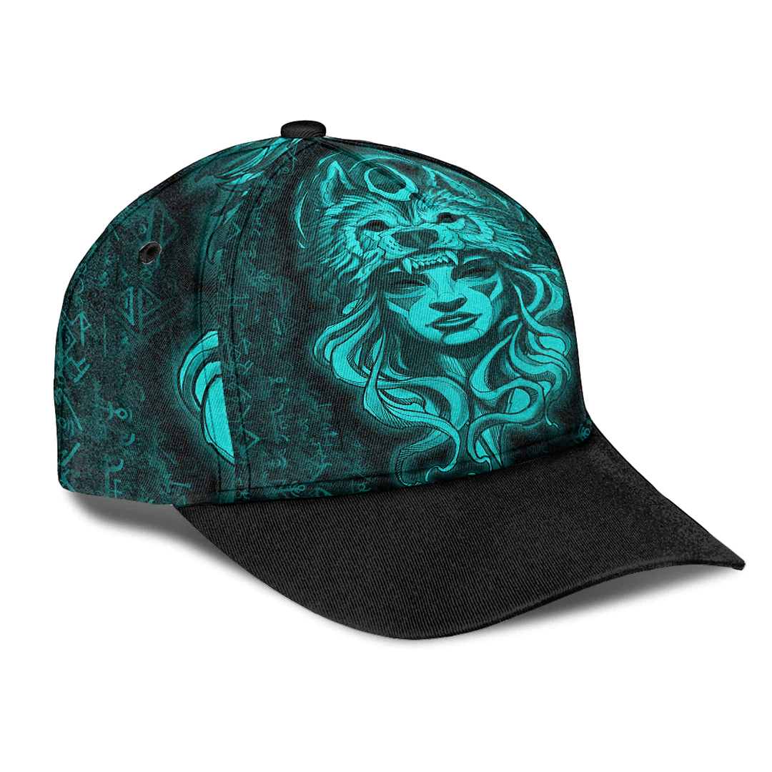 Adeenyc Classic Cap - Valkyries And Wolf Moon Turquoise Viking Baseball Cap Trucker Hats Custom Hats Gifts For Men & Women