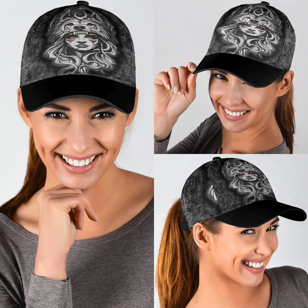 Adeenyc Classic Cap - Valkyries And Wolf Moon Viking Baseball Cap Trucker Hats Custom Hats Gifts For Men & Women