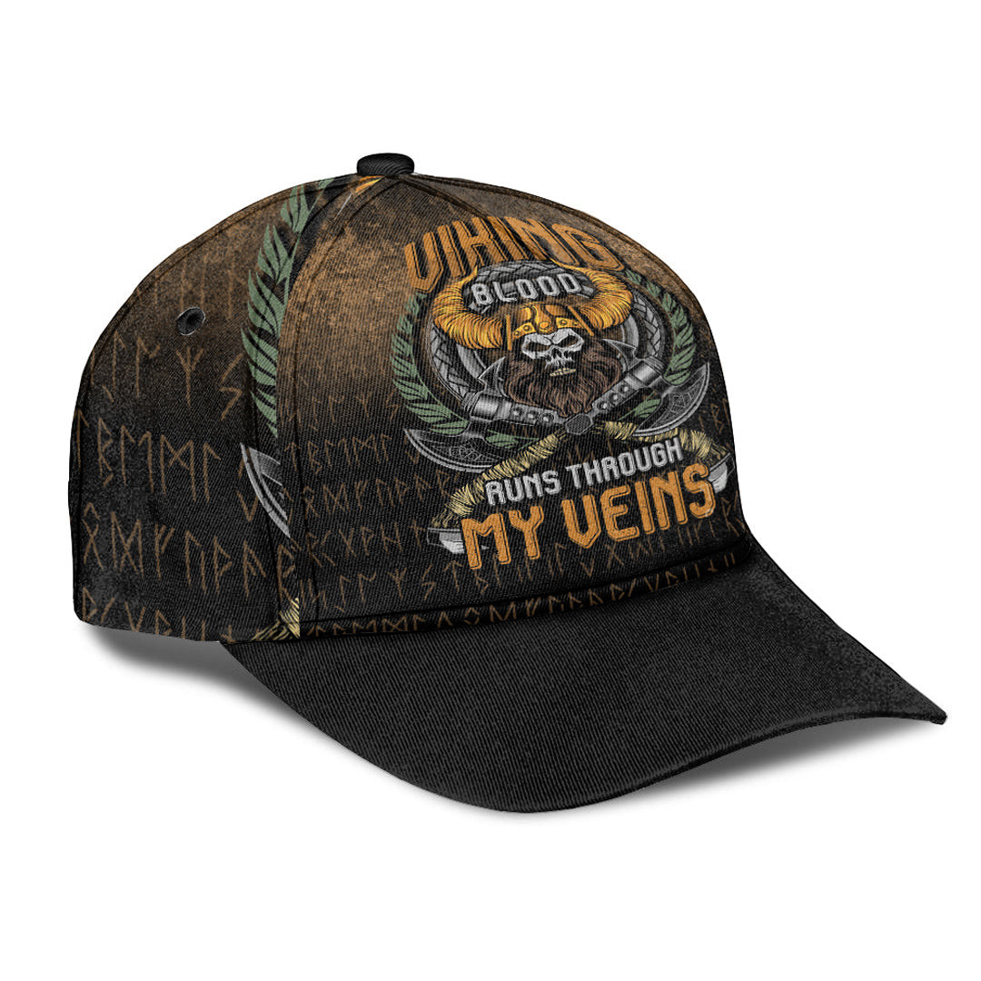 Adeenyc Classic Cap – Viking Blood Run Through My Veins Baseball Cap Trucker Hats Custom Hats Gifts For Men & Women