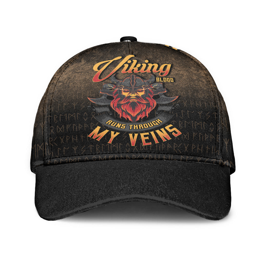 Adeenyc Classic Cap - Viking Blood Run Through My Veins Baseball Cap Trucker Hats Custom Hats Gifts For Men & Women