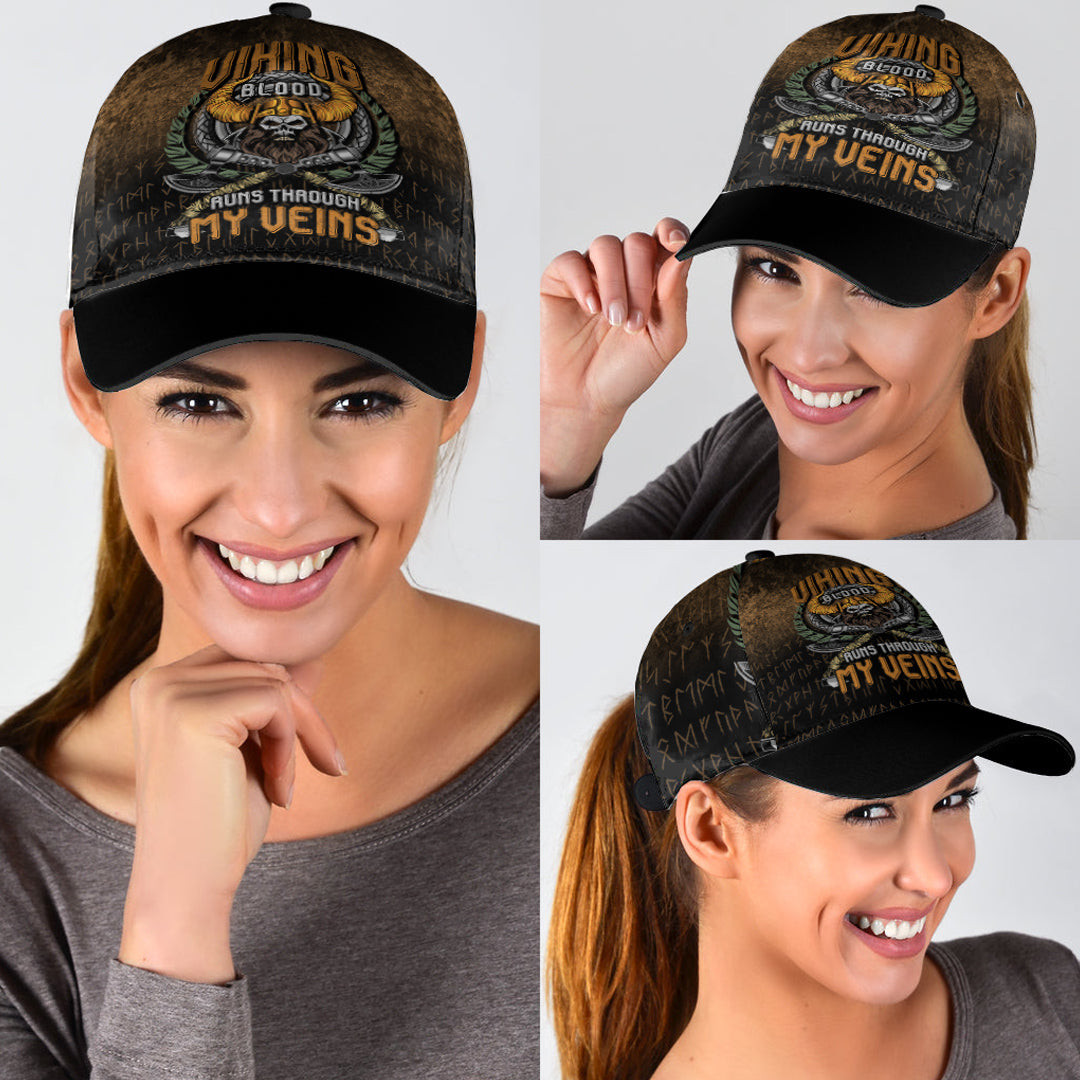 Adeenyc Classic Cap - Viking Blood Run Through My Veins Baseball Cap Trucker Hats Custom Hats Gifts For Men & Women