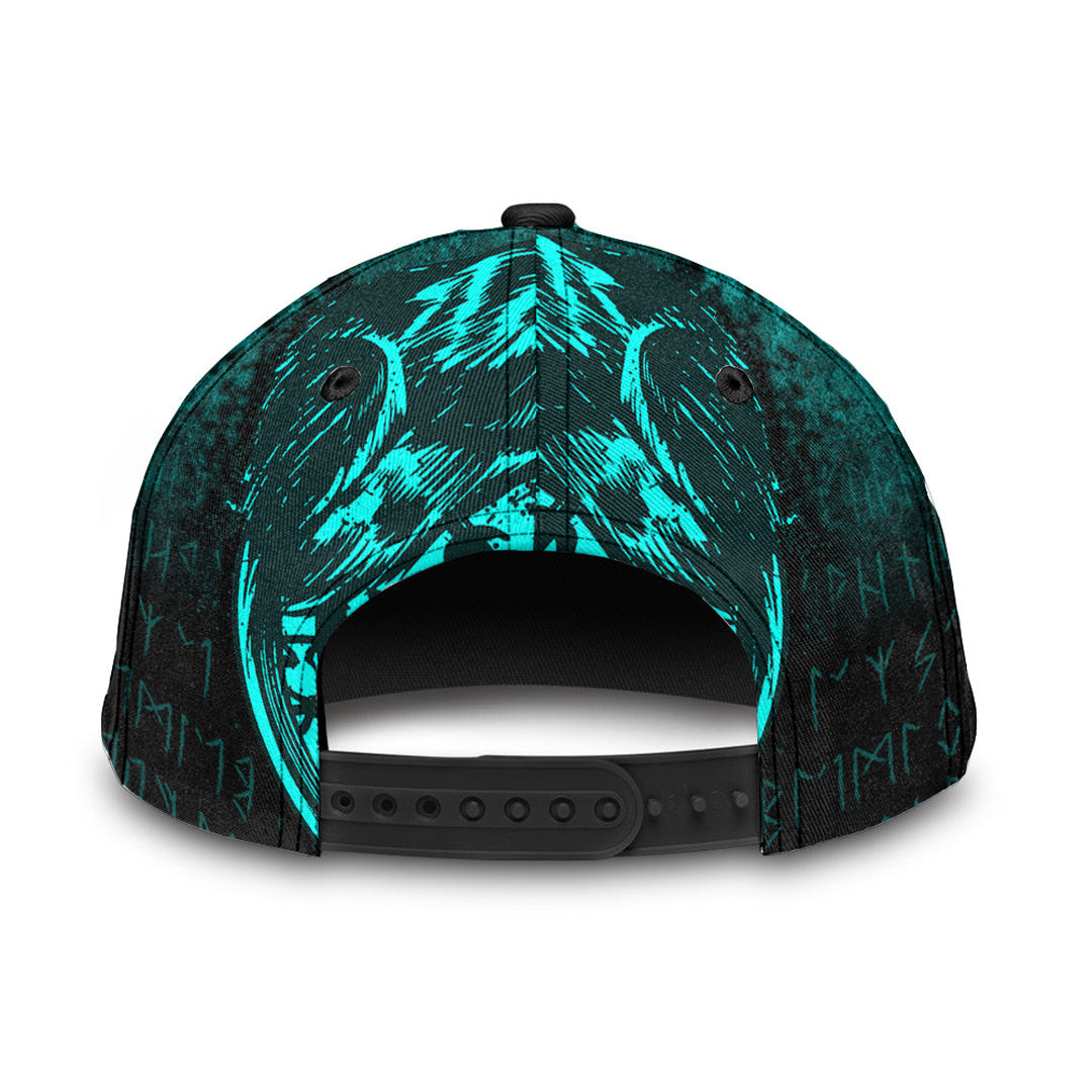 Adeenyc Classic Cap - Viking Vegvisir Rune with Crow - Cyan Version Baseball Cap Trucker Hats Custom Hats Gifts For Men & Women