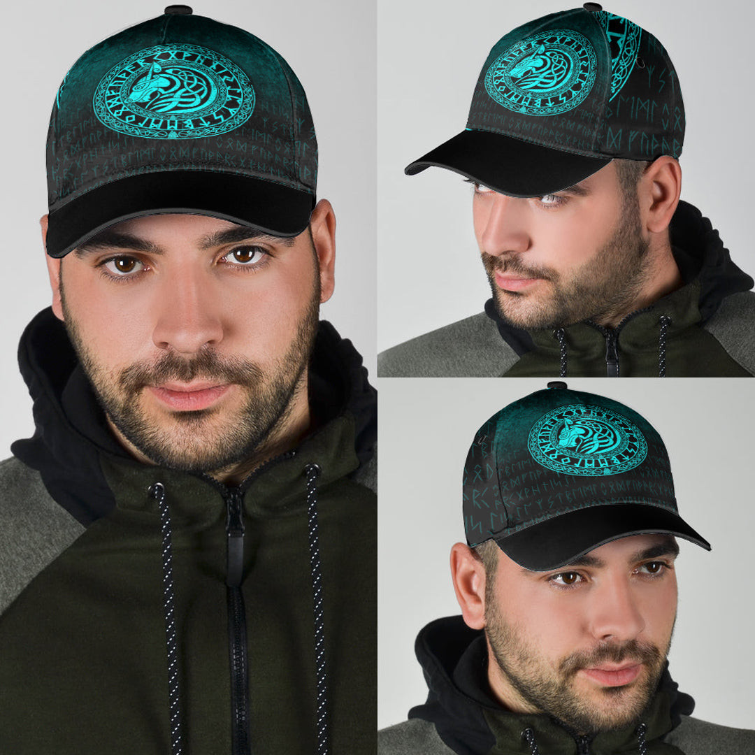 Adeenyc Classic Cap - Viking Wolf - Cyan Version Baseball Cap Trucker Hats Custom Hats Gifts For Men & Women