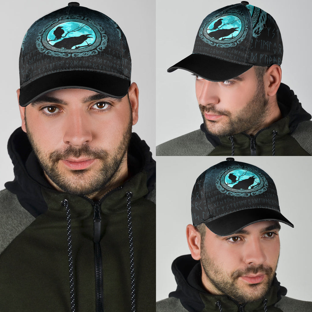 Adeenyc Classic Cap - Vikings Huginn Muninn OdinÃƒÂ¢Ã¢â€šÂ¬Ã¢â€žÂ¢s Ravens - Cyan Version Baseball Cap Trucker Hats Custom Hats Gifts For Men & Women