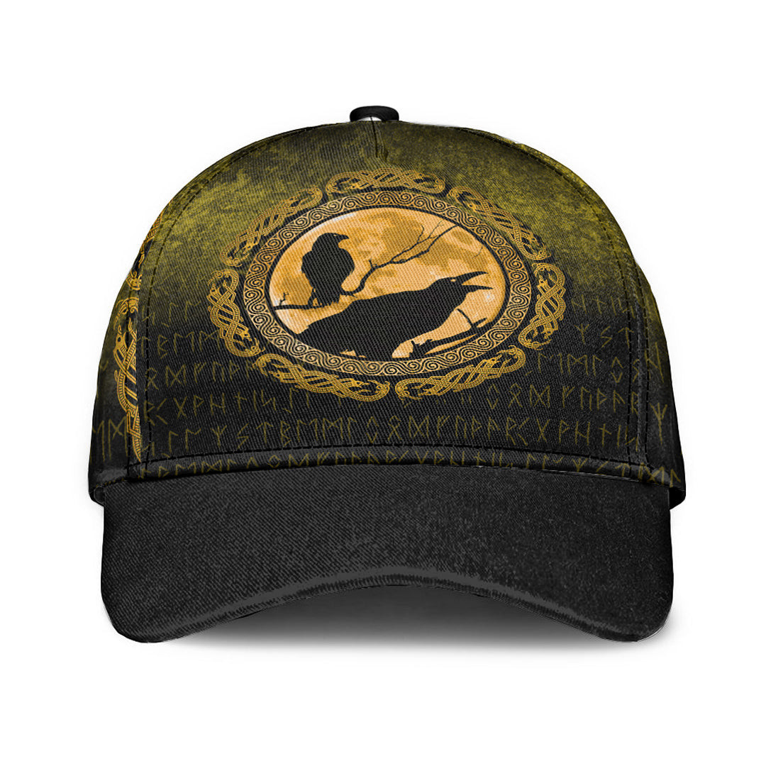 Adeenyc Classic Cap - Vikings Huginn Muninn OdinÃƒÂ¢Ã¢â€šÂ¬Ã¢â€žÂ¢s Ravens - Gold Version Baseball Cap Trucker Hats Custom Hats Gifts For Men & Women