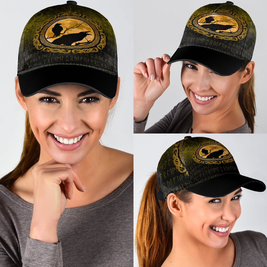 Adeenyc Classic Cap - Vikings Huginn Muninn OdinÃƒÂ¢Ã¢â€šÂ¬Ã¢â€žÂ¢s Ravens - Gold Version Baseball Cap Trucker Hats Custom Hats Gifts For Men & Women