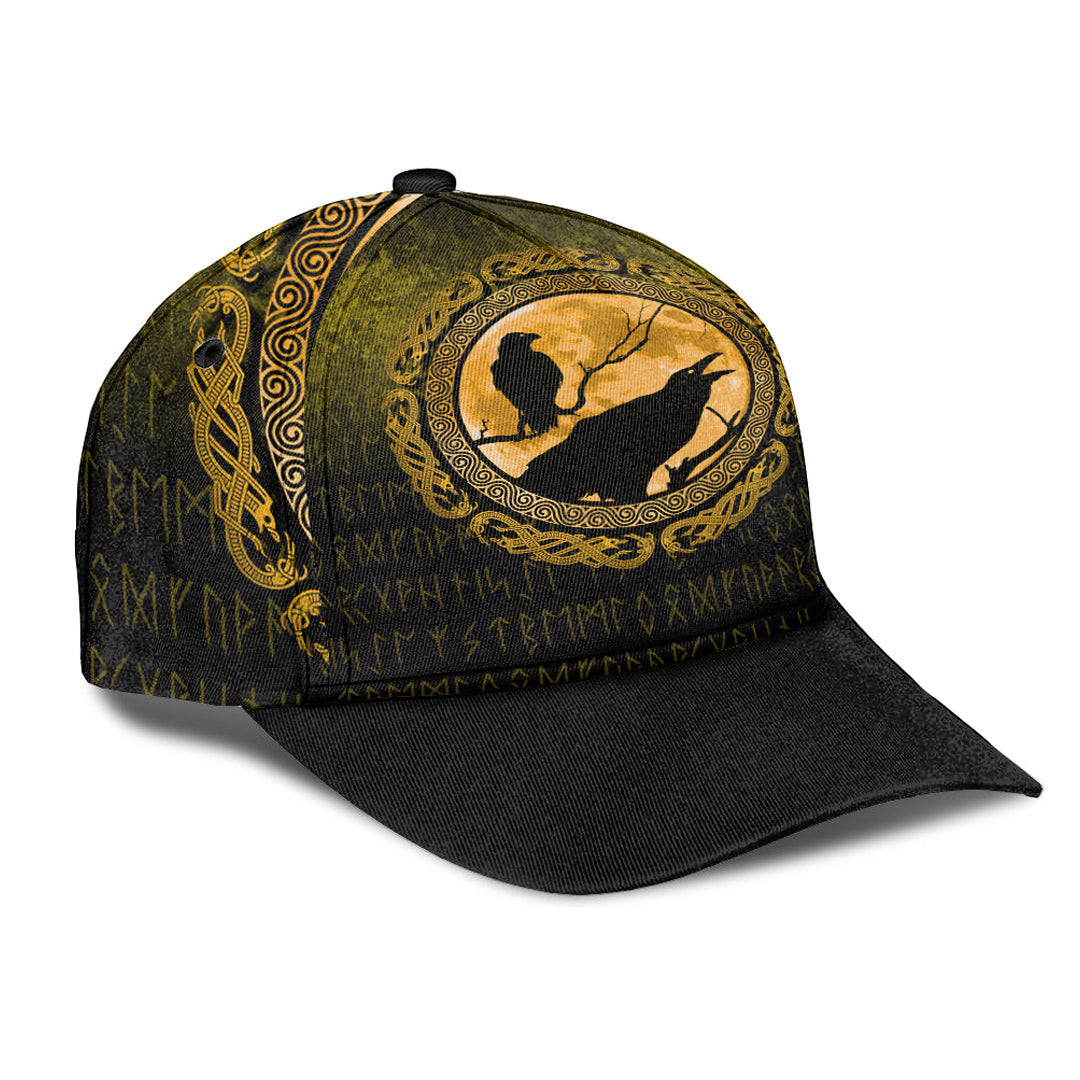 Adeenyc Classic Cap - Vikings Huginn Muninn OdinÃƒÂ¢Ã¢â€šÂ¬Ã¢â€žÂ¢s Ravens - Gold Version Baseball Cap Trucker Hats Custom Hats Gifts For Men & Women