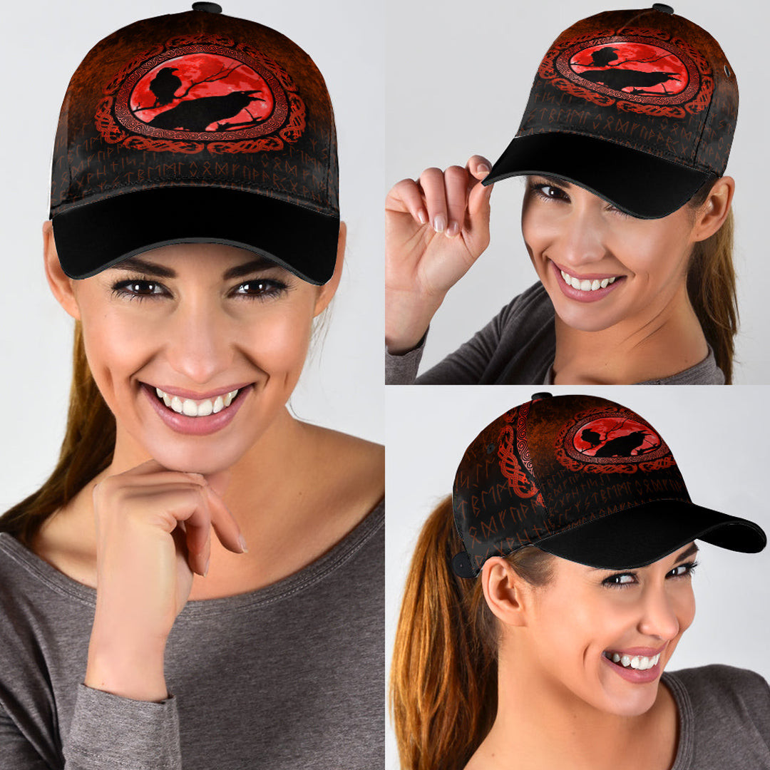 Adeenyc Classic Cap - Vikings Huginn Muninn OdinÃƒÂ¢Ã¢â€šÂ¬Ã¢â€žÂ¢s Ravens - Red Version Baseball Cap Trucker Hats Custom Hats Gifts For Men & Women