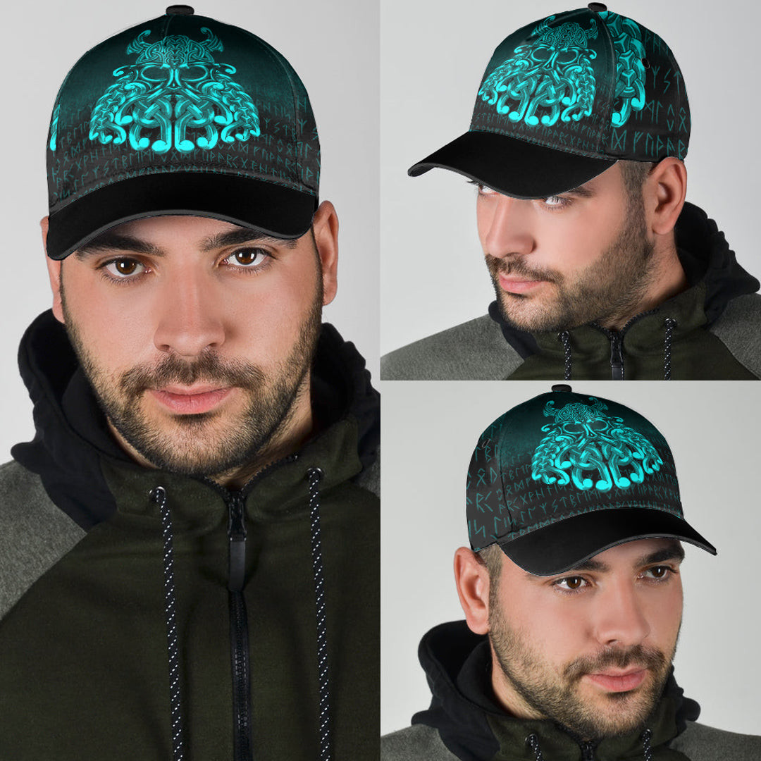 Adeenyc Classic Cap - Vikings Odin Valhalla - Cyan Version Baseball Cap Trucker Hats Custom Hats Gifts For Men & Women