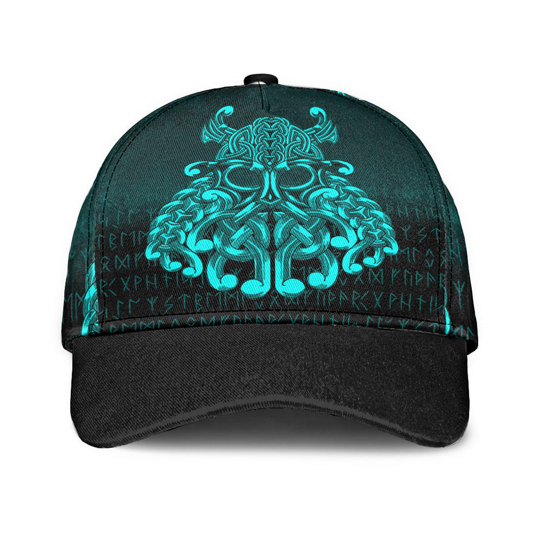 Adeenyc Classic Cap - Vikings Odin Valhalla - Cyan Version Baseball Cap Trucker Hats Custom Hats Gifts For Men & Women