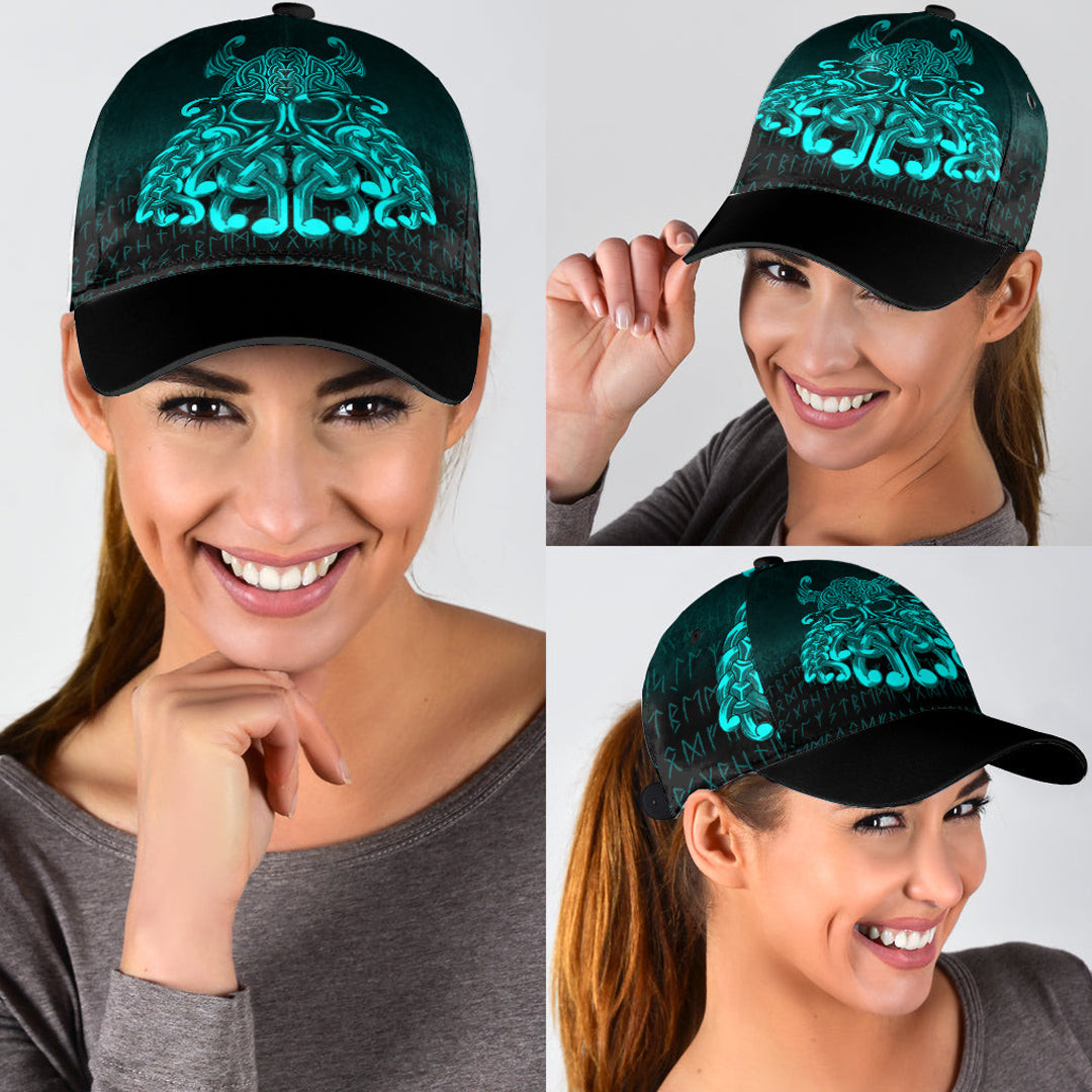 Adeenyc Classic Cap - Vikings Odin Valhalla - Cyan Version Baseball Cap Trucker Hats Custom Hats Gifts For Men & Women