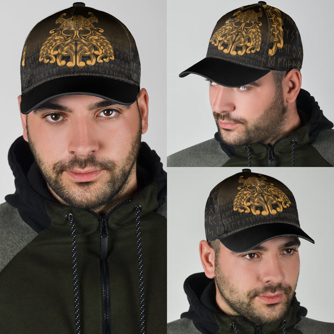 Adeenyc Classic Cap - Vikings Odin Valhalla - Gold Version Baseball Cap Trucker Hats Custom Hats Gifts For Men & Women