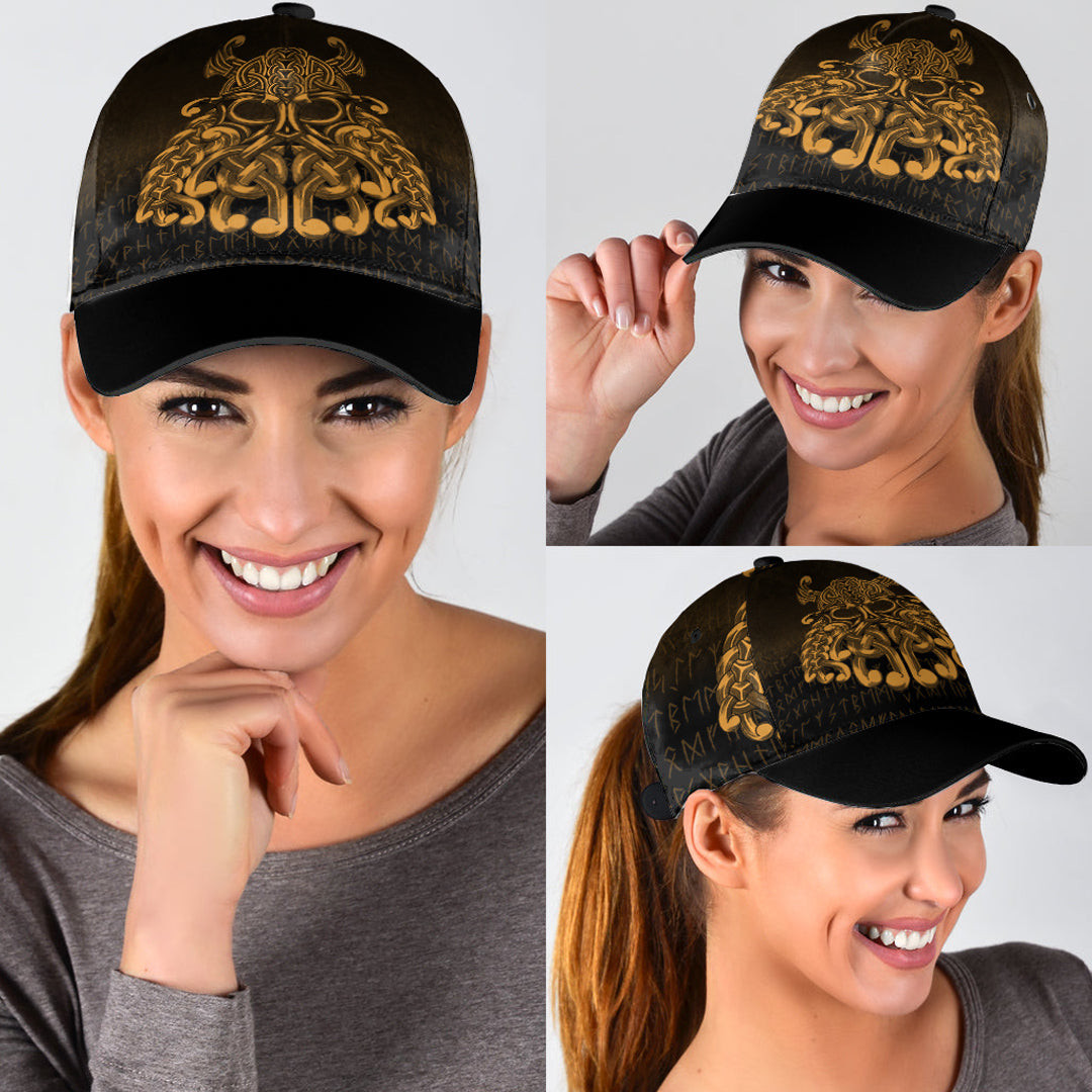 Adeenyc Classic Cap - Vikings Odin Valhalla - Gold Version Baseball Cap Trucker Hats Custom Hats Gifts For Men & Women