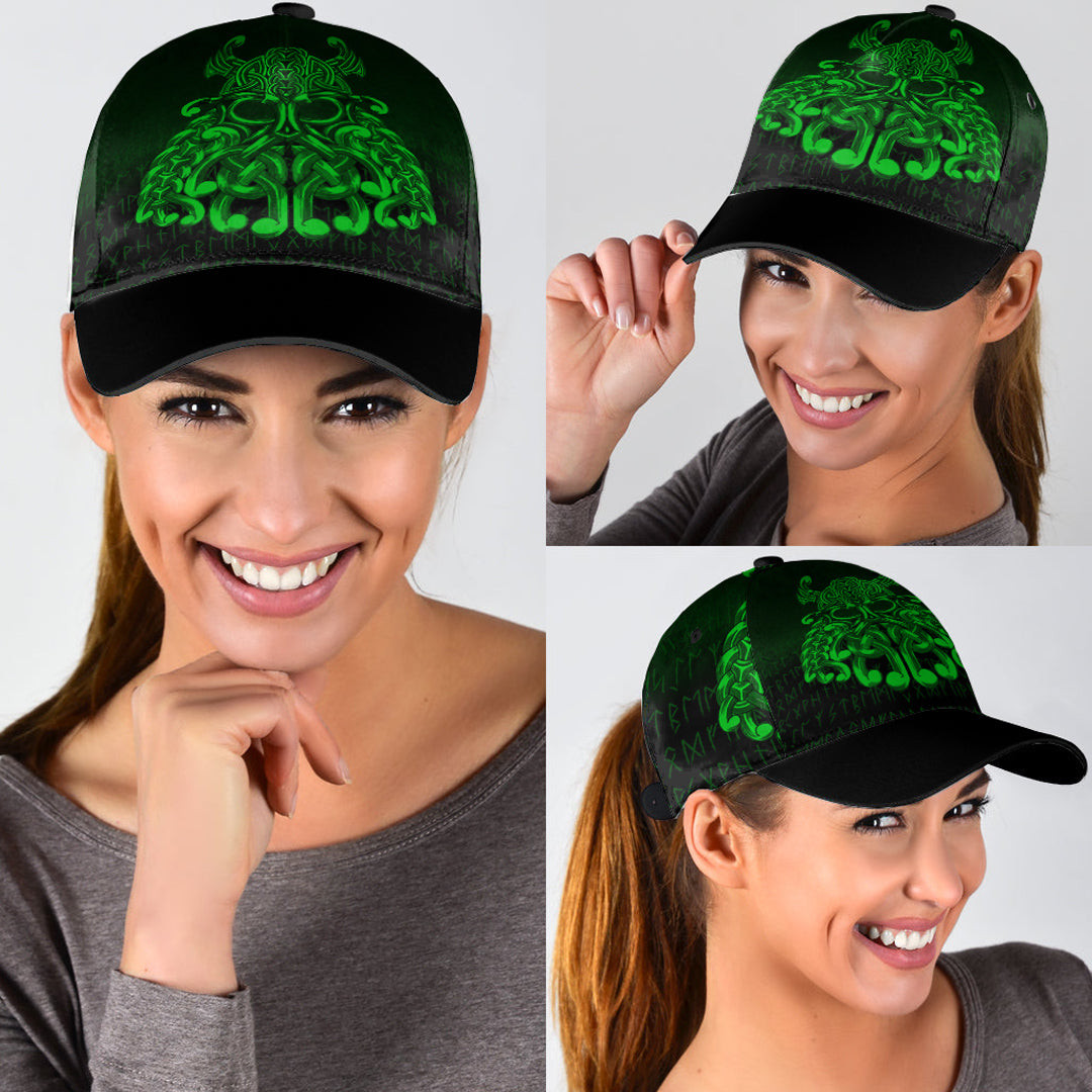 Adeenyc Classic Cap - Vikings Odin Valhalla - Green Version Baseball Cap Trucker Hats Custom Hats Gifts For Men & Women