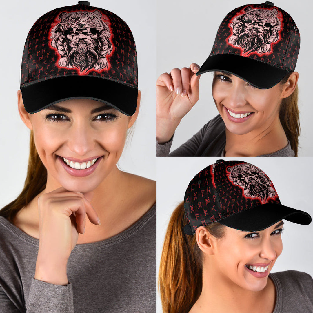 Adeenyc Classic Cap - Wolf Odin Viking Red Baseball Cap Trucker Hats Custom Hats Gifts For Men & Women