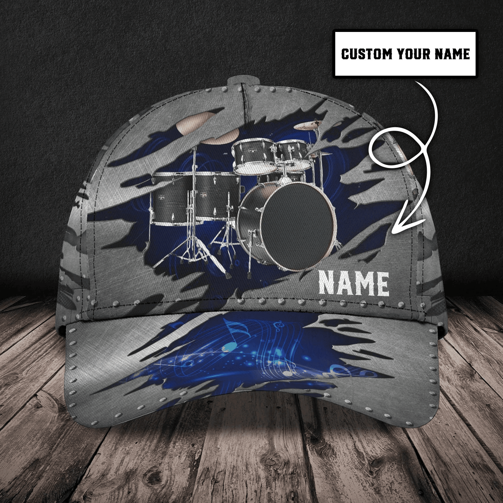 Adeenyc Cool Drum Classic Cap With Drummer Name, Present To Drum Lover, Drum Player Cap Hat For Travel Summer, Drum Cap Trucker Hats Custom Hats Gifts For Men & Women