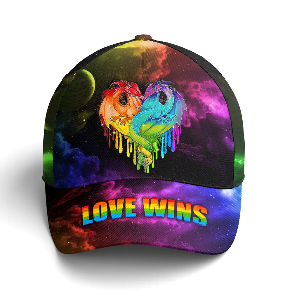 Adeenyc Couple Dragon LGBT Love Win Rainbow Baseball Cap Trucker Hats Custom Hats Gifts For Men & Women