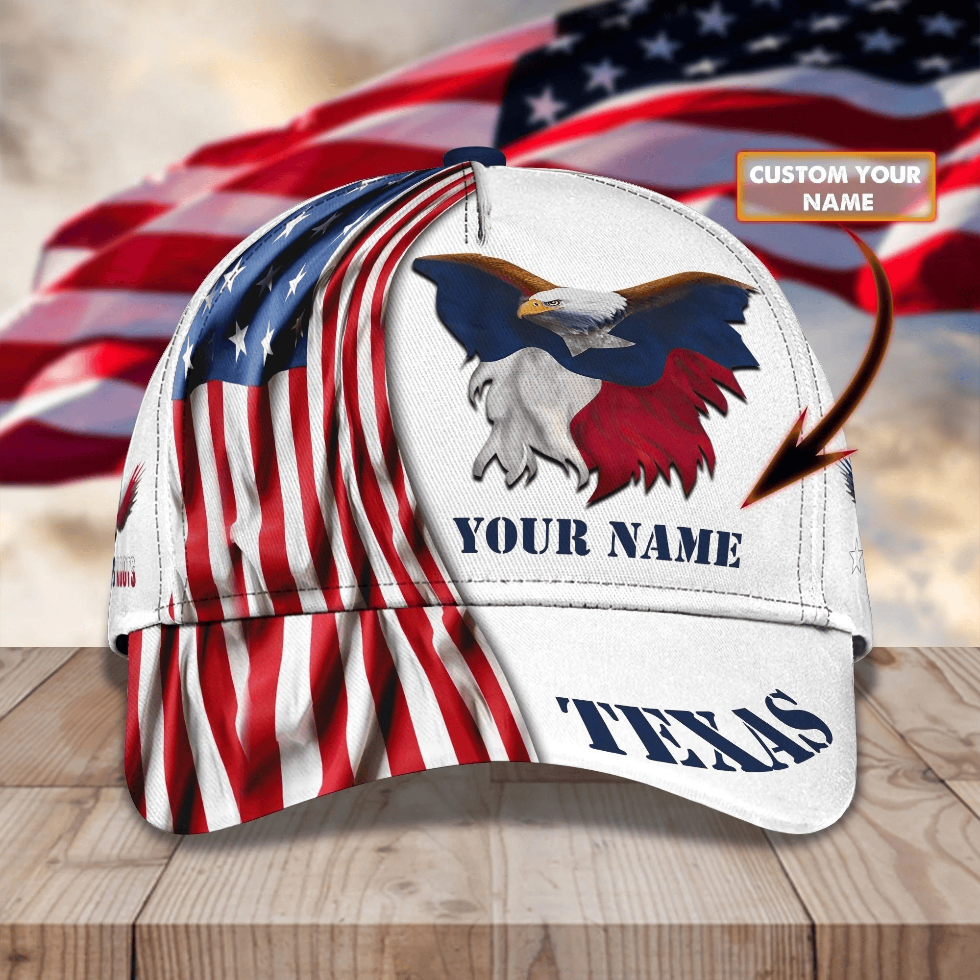 Adeenyc Custom 3D All Over Print Texas Roots Cap Hat, Eagle Texas Classic Cap, Baseball Texas Caps Trucker Hats Custom Hats Gifts For Men & Women