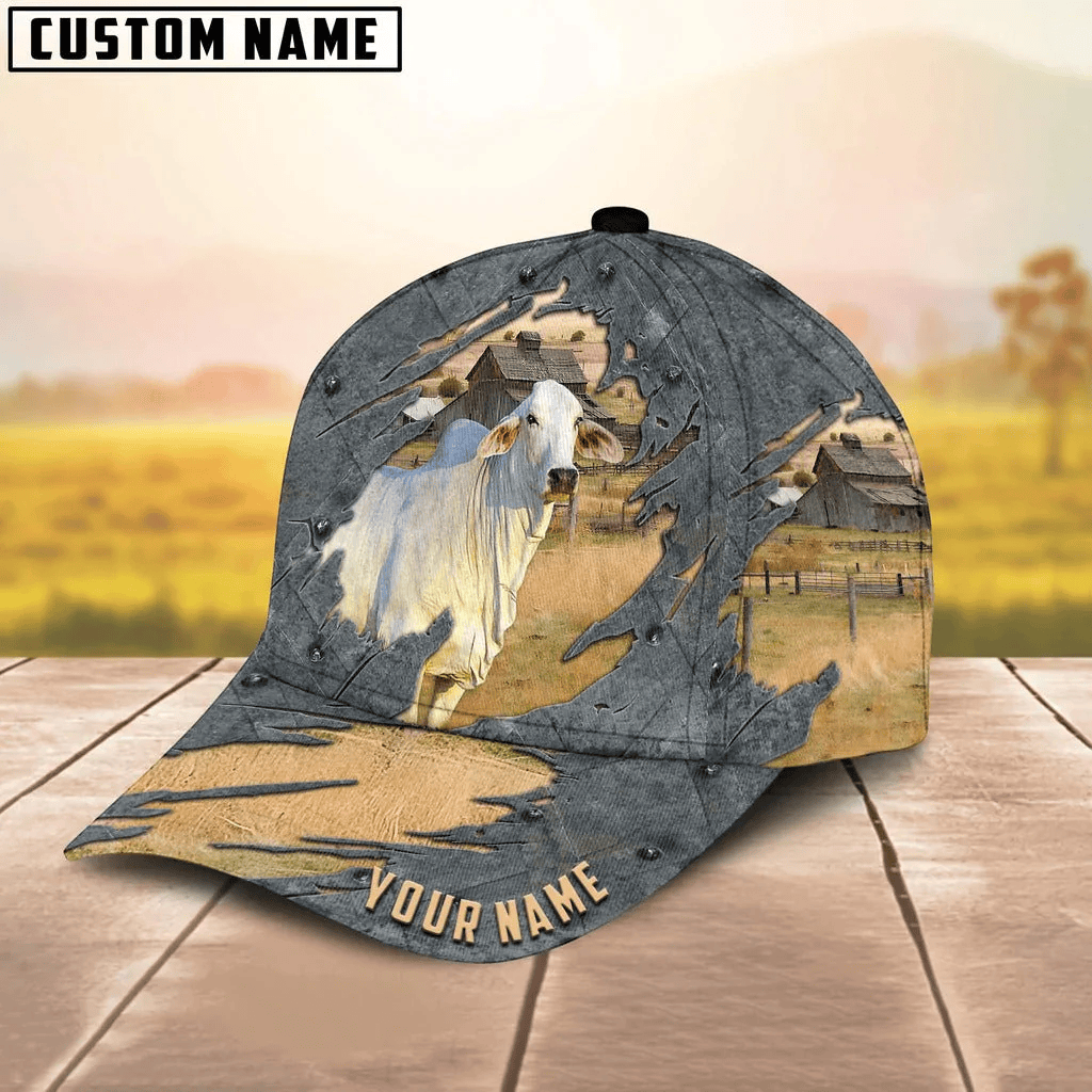Adeenyc Custom 3D Full Print White Brahman Cap Hat, Baseball Brahman Cap, Farm Baseball Hat Trucker Hats Custom Hats Gifts For Men & Women
