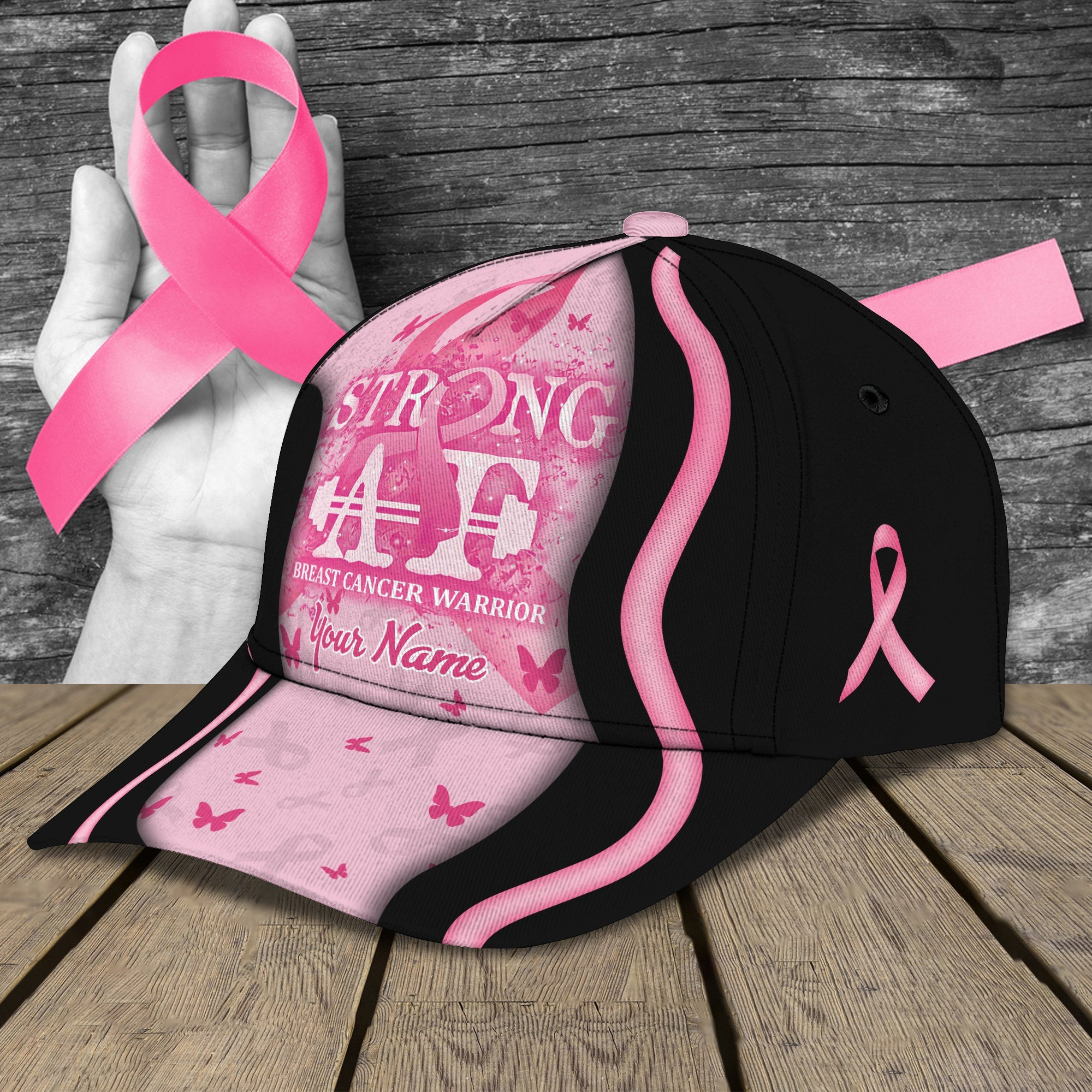 Adeenyc Custom Breast Cancer Awareness Cap - Personalized Name Cap Hats Gifts for men & women Adeenyc.com