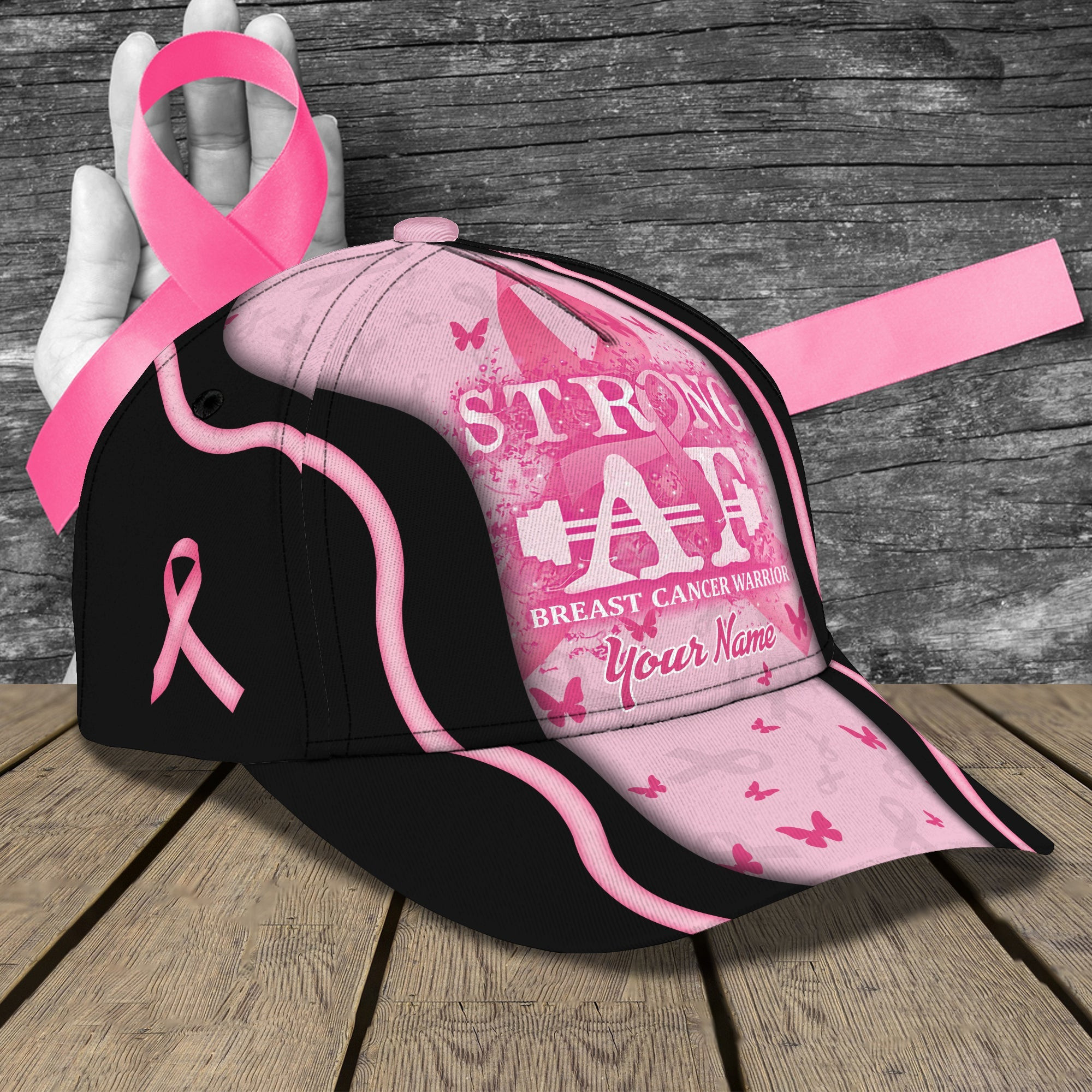 Adeenyc Custom Breast Cancer Awareness Cap - Personalized Name Cap Hats Gifts for men & women Adeenyc.com