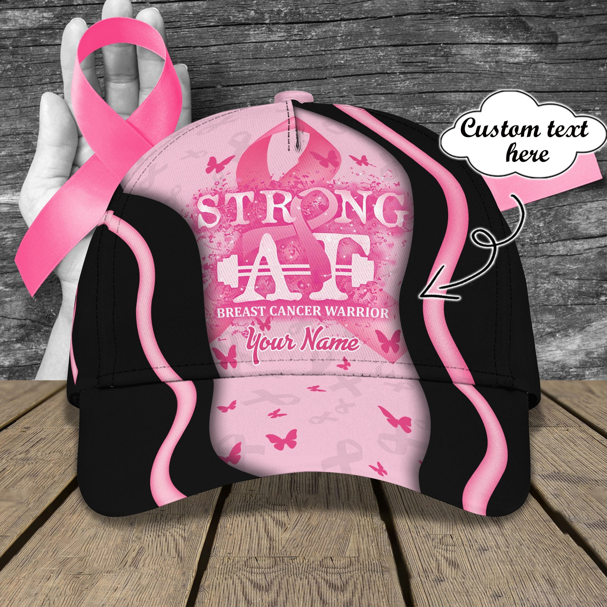 Adeenyc Custom Breast Cancer Awareness Cap - Personalized Name Cap Hats Gifts for men & women Adeenyc.com