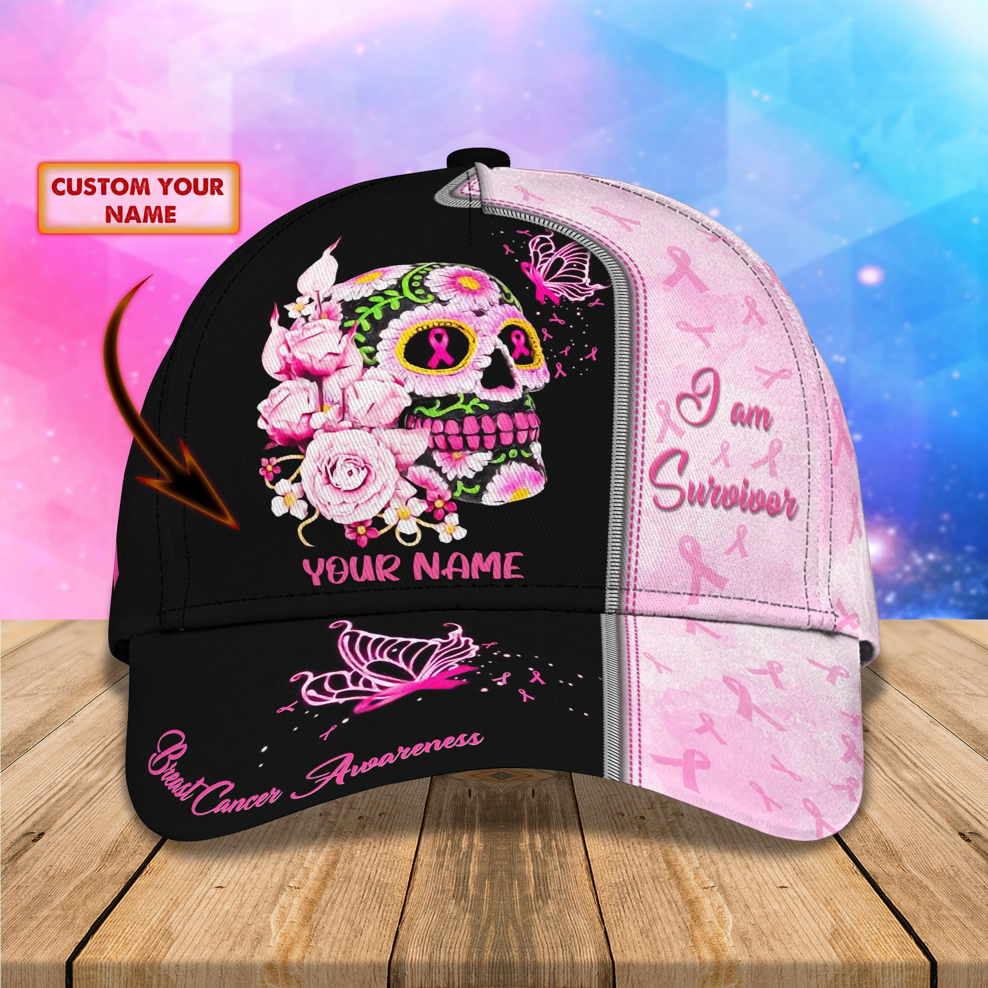 Adeenyc Custom Breast Cancer Awareness Classic Cap Baseball Cap Hat Hats Gifts for men & women Adeenyc.com