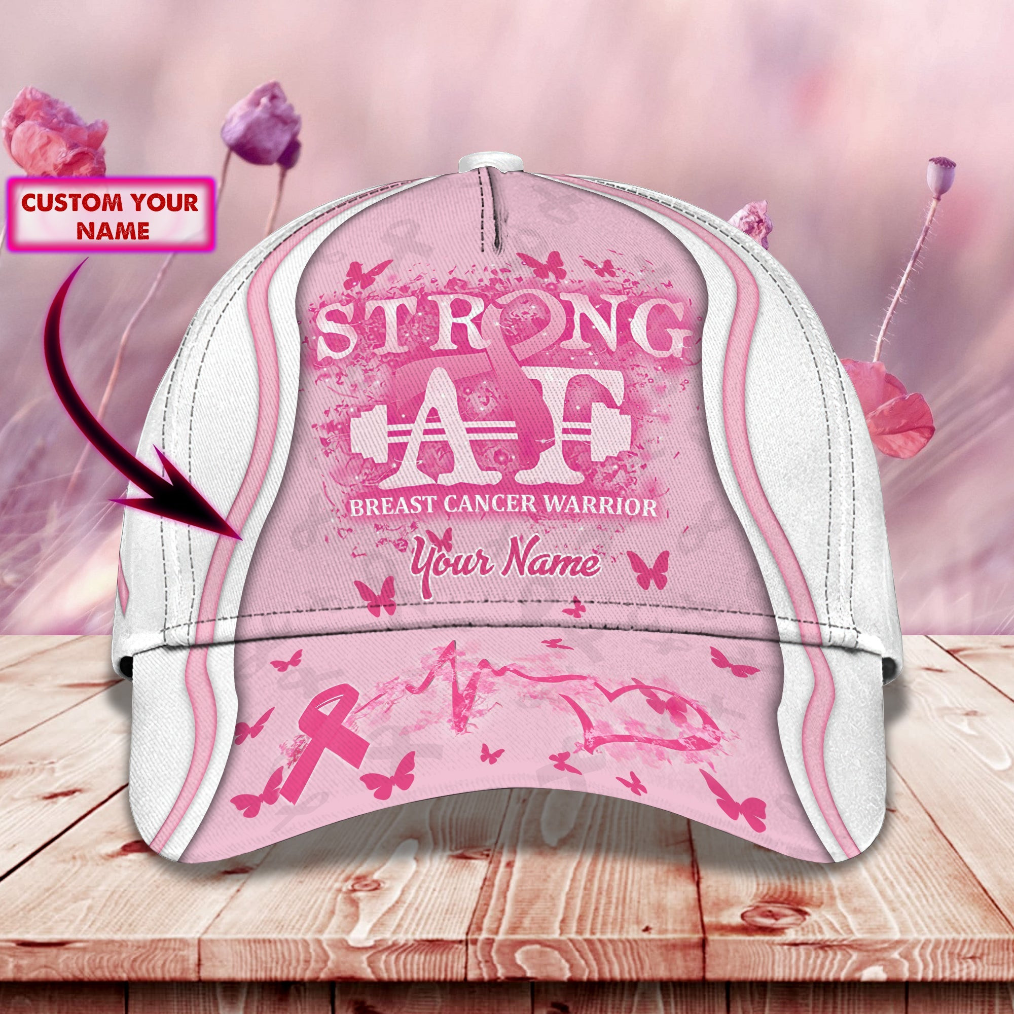 Adeenyc Custom Breast Cancer Awareness Personalized Name Cap - Classic Style Hats Gifts for men & women Adeenyc.com