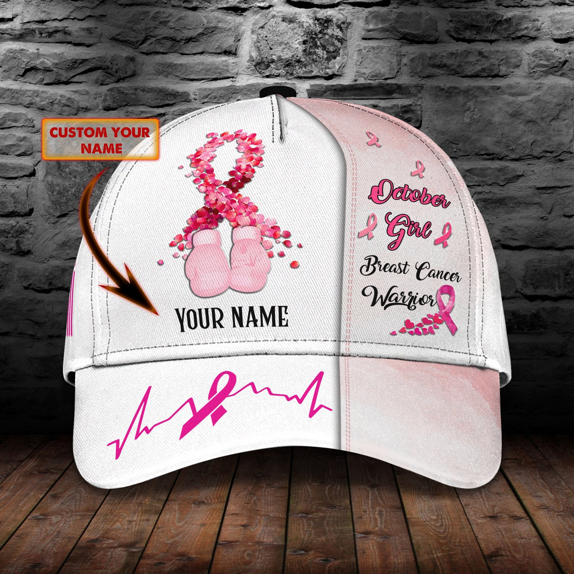 Adeenyc Custom Breast Cancer Warrior Cap - Personalized Name - Classic Design Hats Gifts for men & women Adeenyc.com