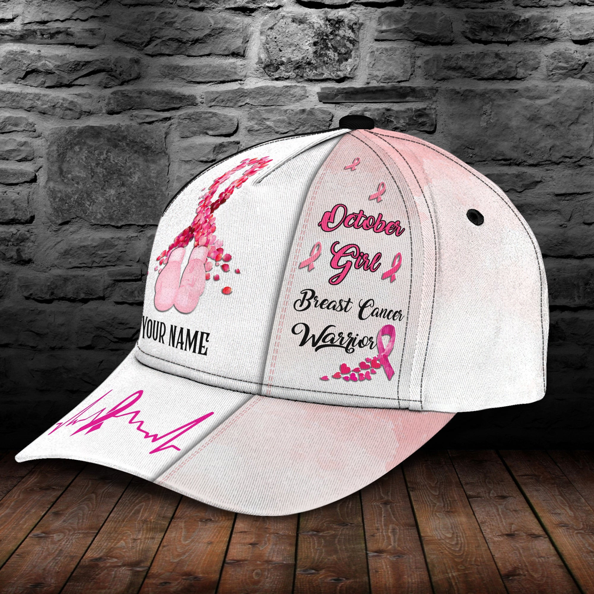 Adeenyc Custom Breast Cancer Warrior Cap - Personalized Name - Classic Design Hats Gifts for men & women Adeenyc.com