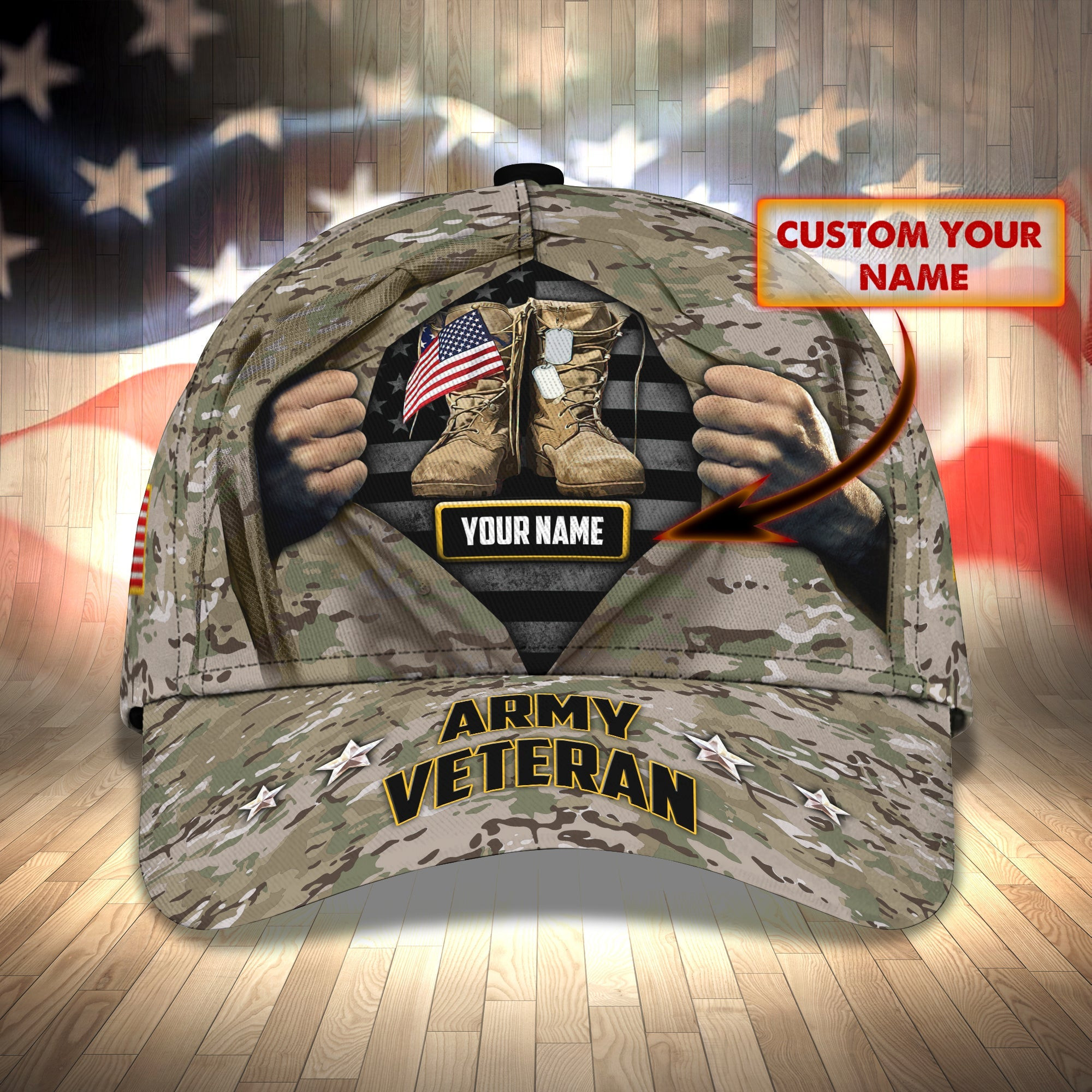 Adeenyc Custom Classic Army Veteran Cap - Personalized Name Option Hats Gifts for men & women Adeenyc.com
