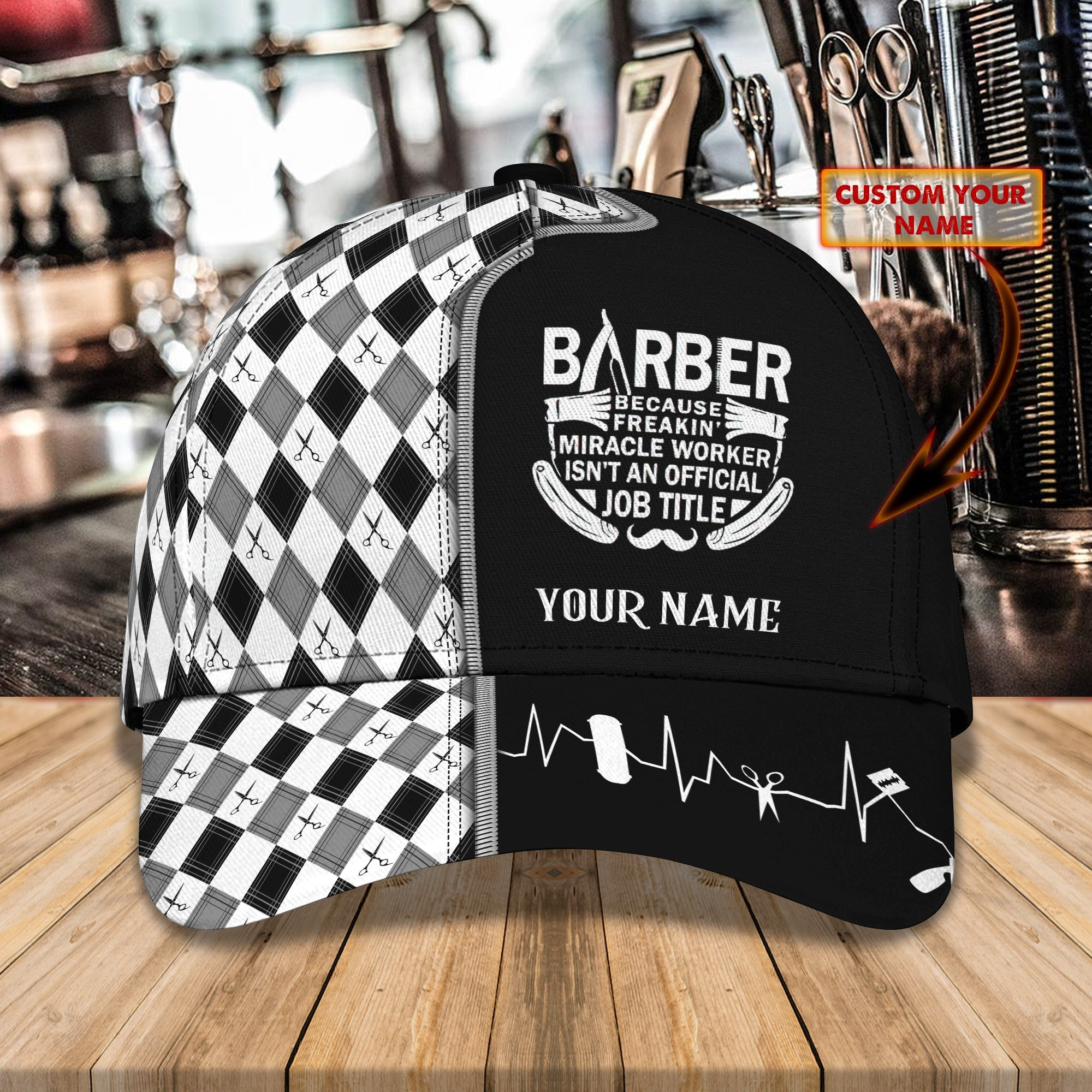 Adeenyc Custom Classic Barber Name Cap - Personalized Hat For Hair Stylists Hats Gifts for men & women Adeenyc.com