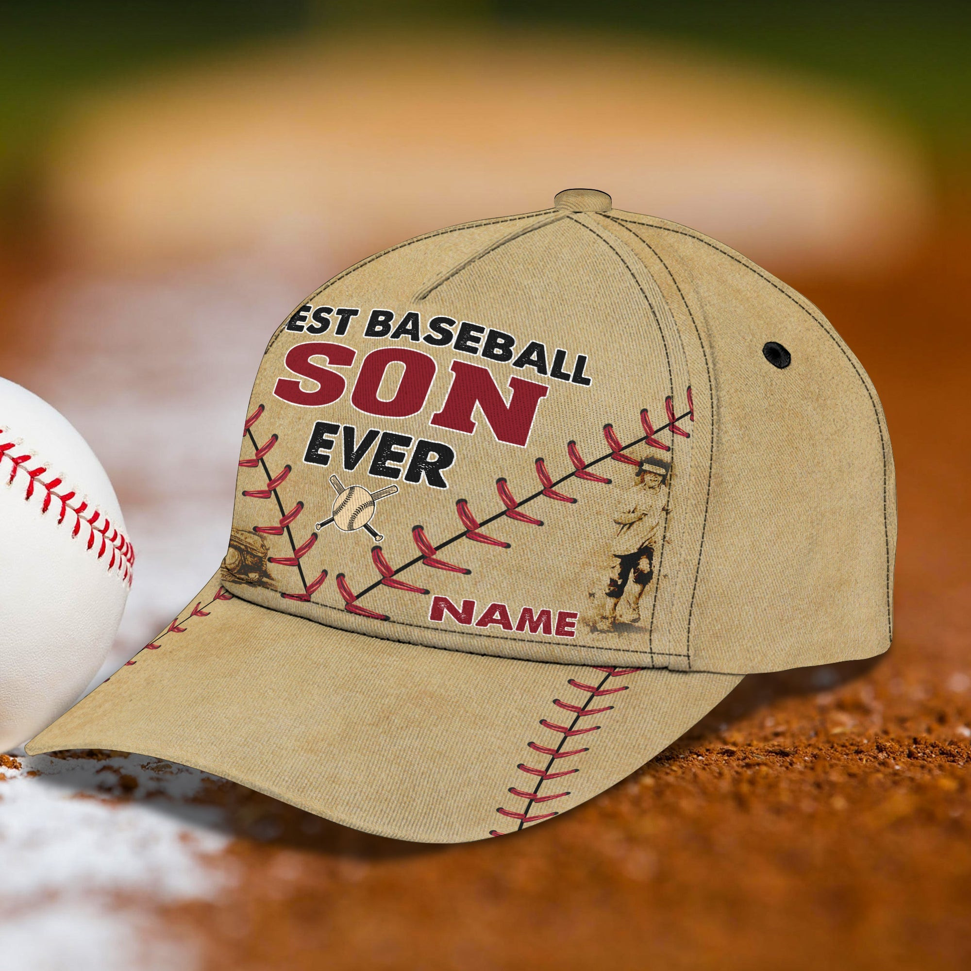 Adeenyc Custom Classic Baseball Cap Best Baseball Son Ever - Personalized Name Gift for Son Hats Gifts for men & women Adeenyc.com