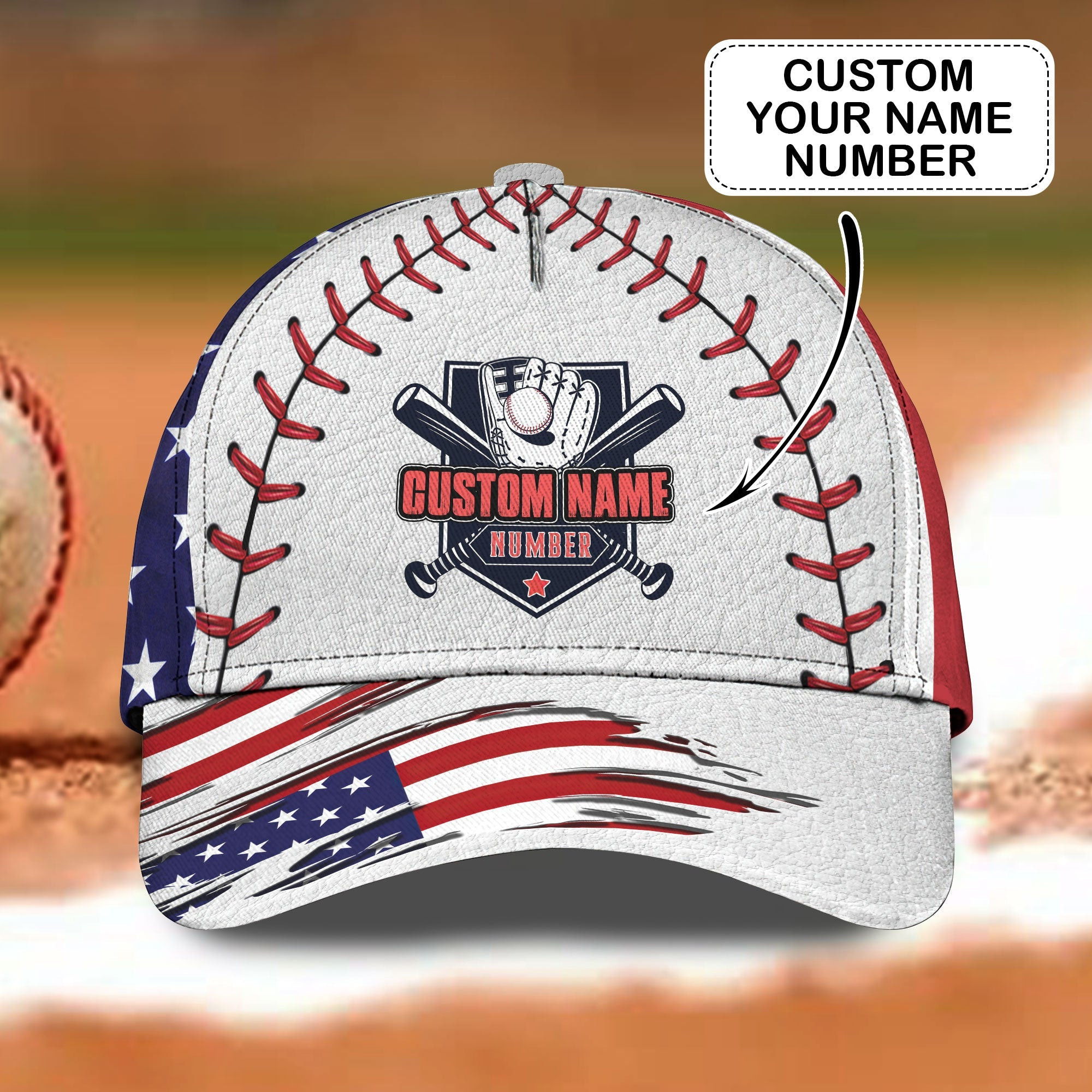 Adeenyc Custom Classic Baseball Cap - Personalized Name - Usa Pride - Gift Or Personal Use Hats Gifts for men & women Adeenyc.com