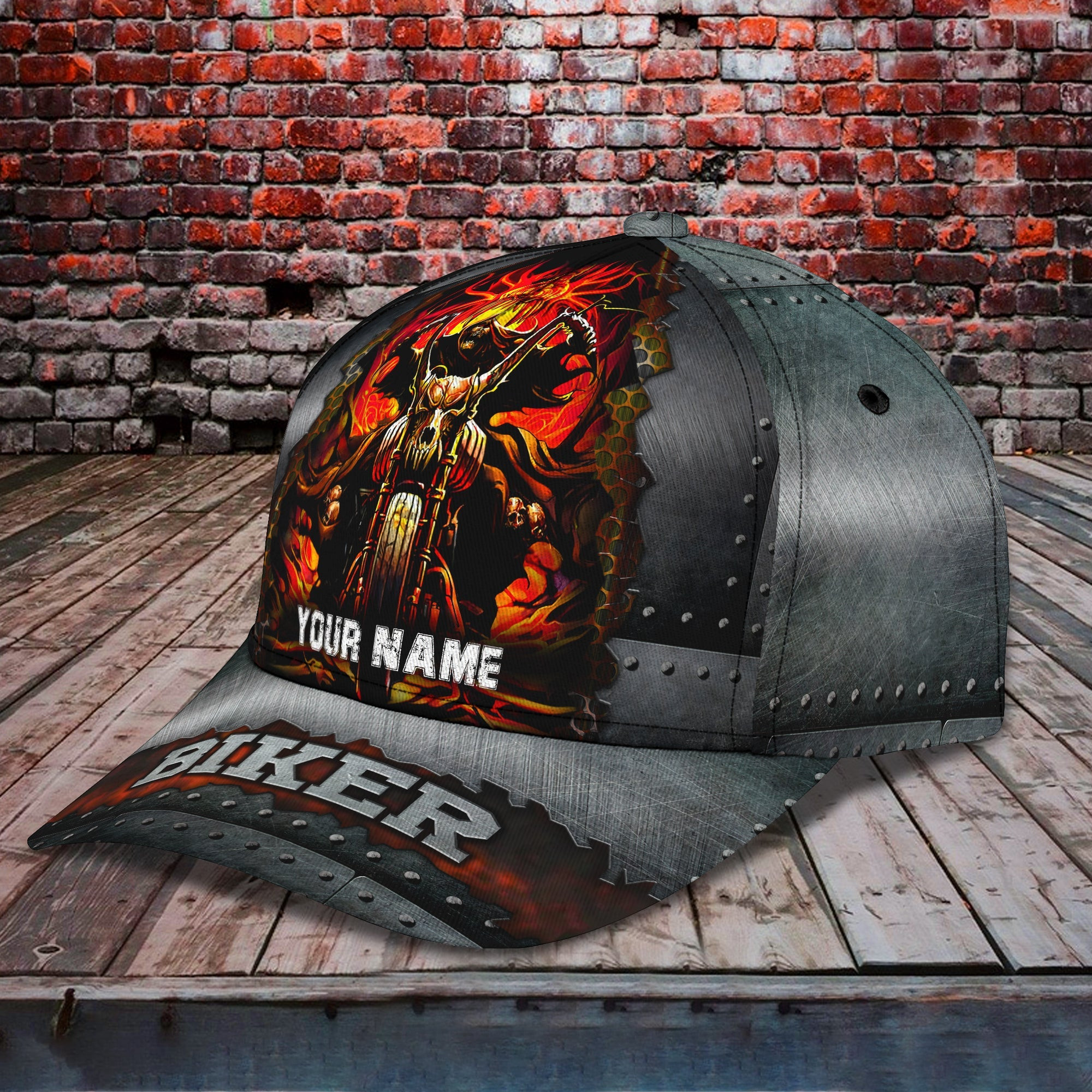 Adeenyc Custom Classic Biker Cap - Personalized Name Hats Gifts for men & women Adeenyc.com