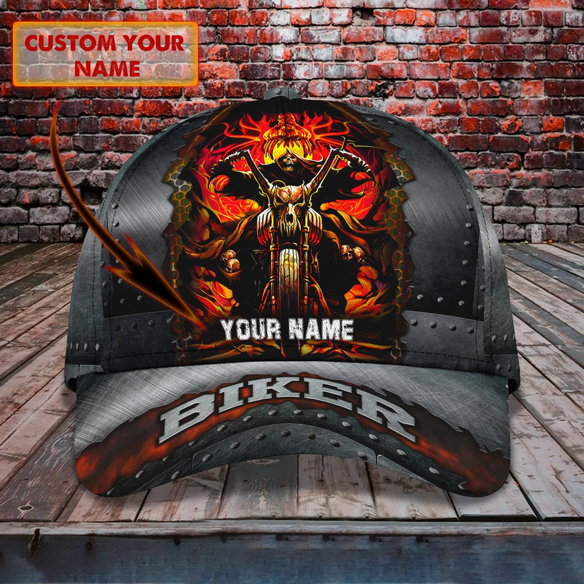 Adeenyc Custom Classic Biker Cap - Personalized Name Hats Gifts for men & women Adeenyc.com