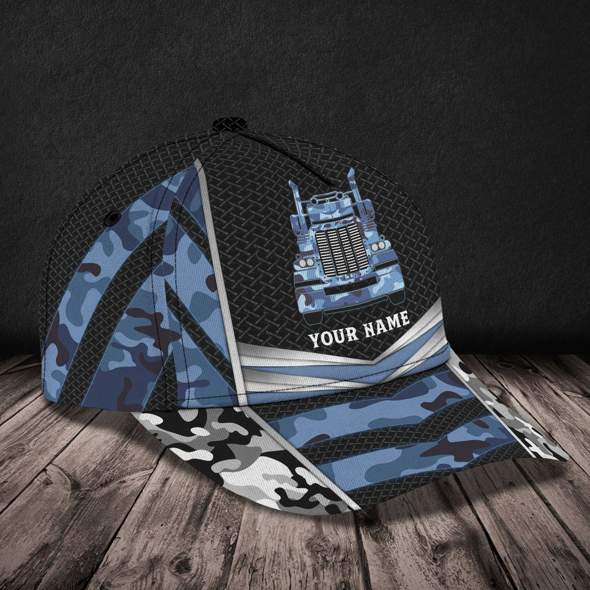 Adeenyc Custom Classic Blue Camo Trucker Cap - Personalized Name Option Hats Gifts for men & women Adeenyc.com