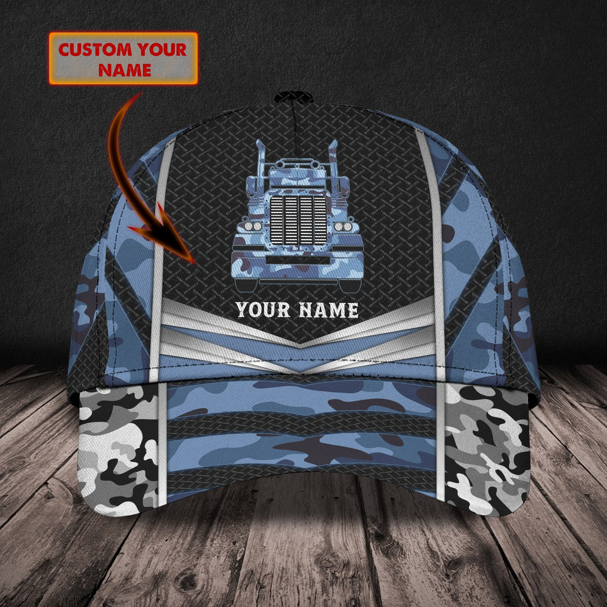 Adeenyc Custom Classic Blue Camo Trucker Cap - Personalized Name Option Hats Gifts for men & women Adeenyc.com