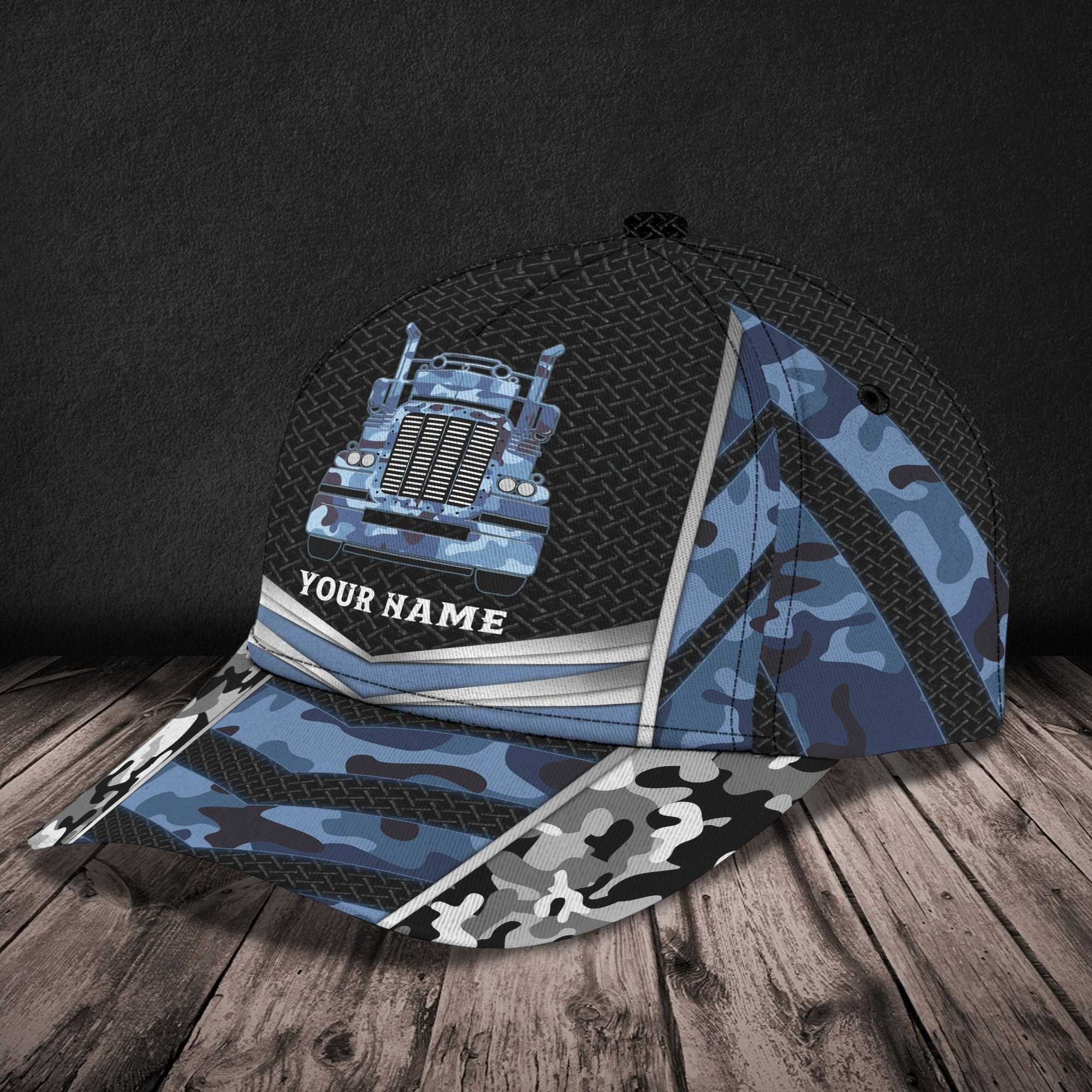 Adeenyc Custom Classic Blue Camo Trucker Cap - Personalized Name Option Hats Gifts for men & women Adeenyc.com