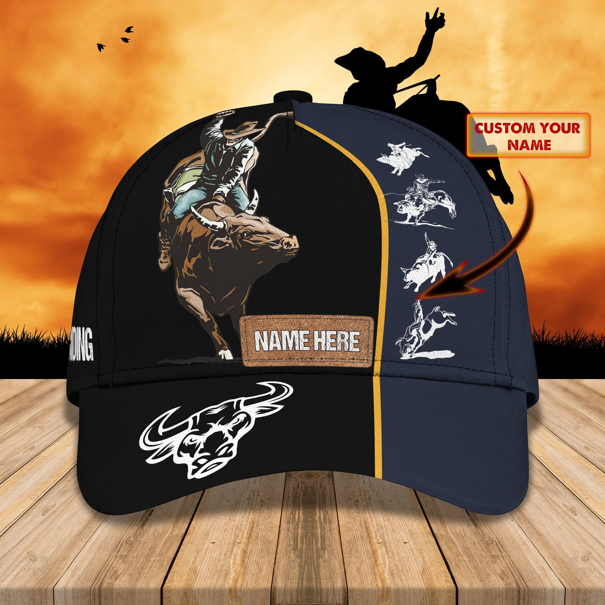 Adeenyc Custom Classic Bull Riding Cap - Personalized Name Hats Gifts for men & women Adeenyc.com