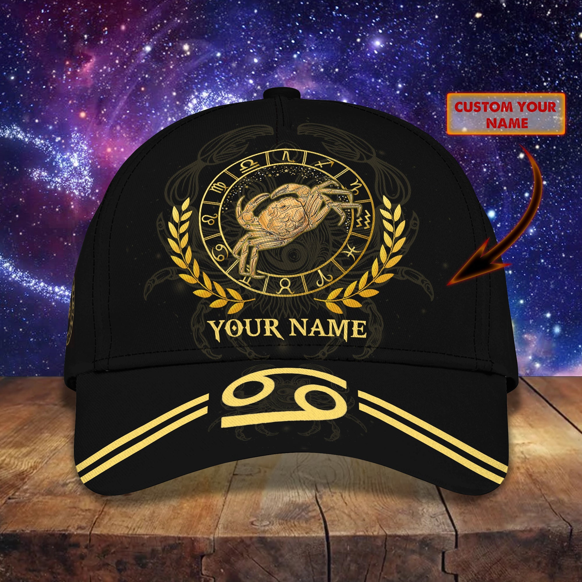 Adeenyc Custom Classic Cap Baseball Cap Hat Baseball Cap Hat- Cancer Zodiac Sign Personalized Name Cap Hats Gifts for men & women Adeenyc.com