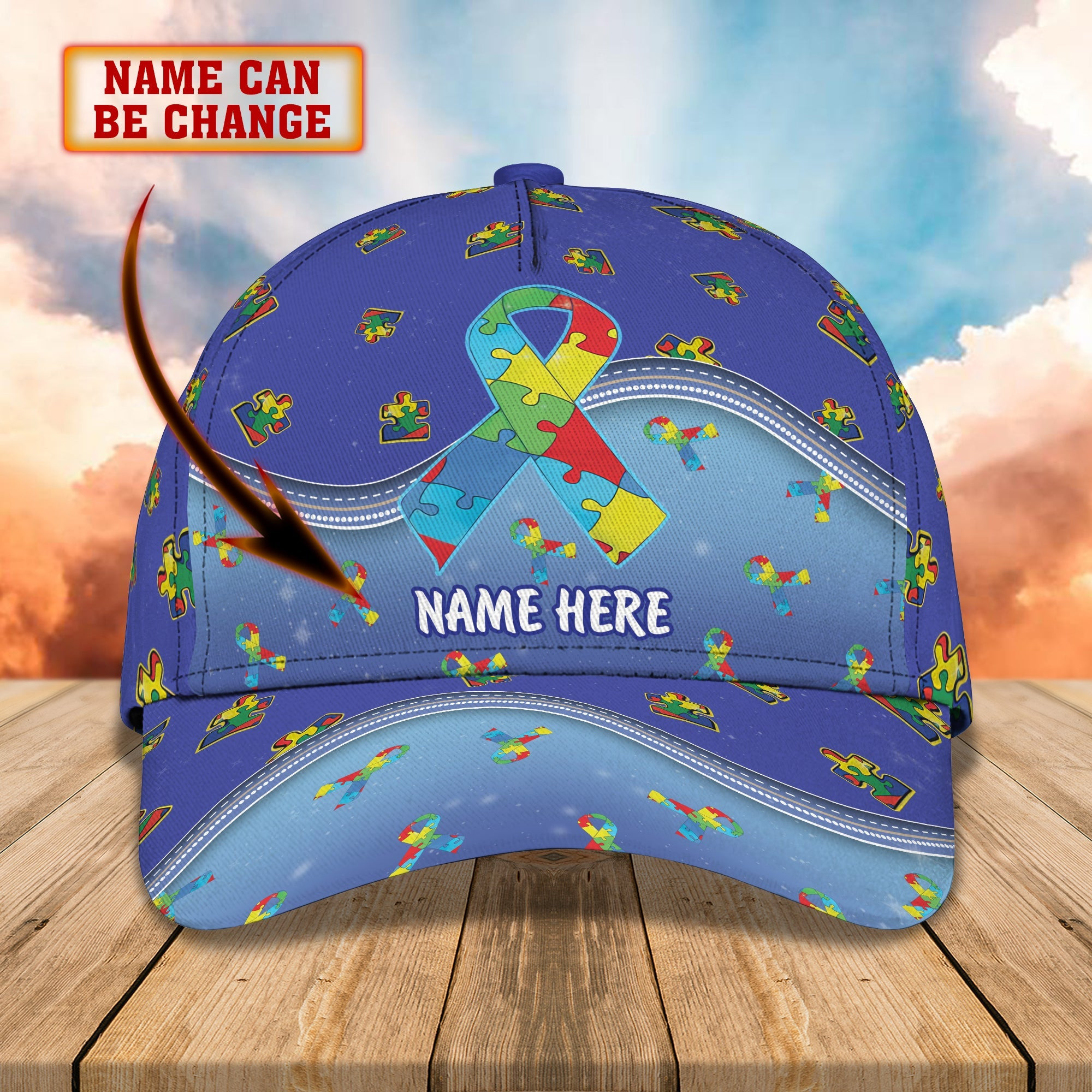 Adeenyc Custom Classic Cap Baseball Cap Hat Baseball Cap Hat For Autism Awareness - Personalized Name Cap Hats Gifts for men & women Adeenyc.com
