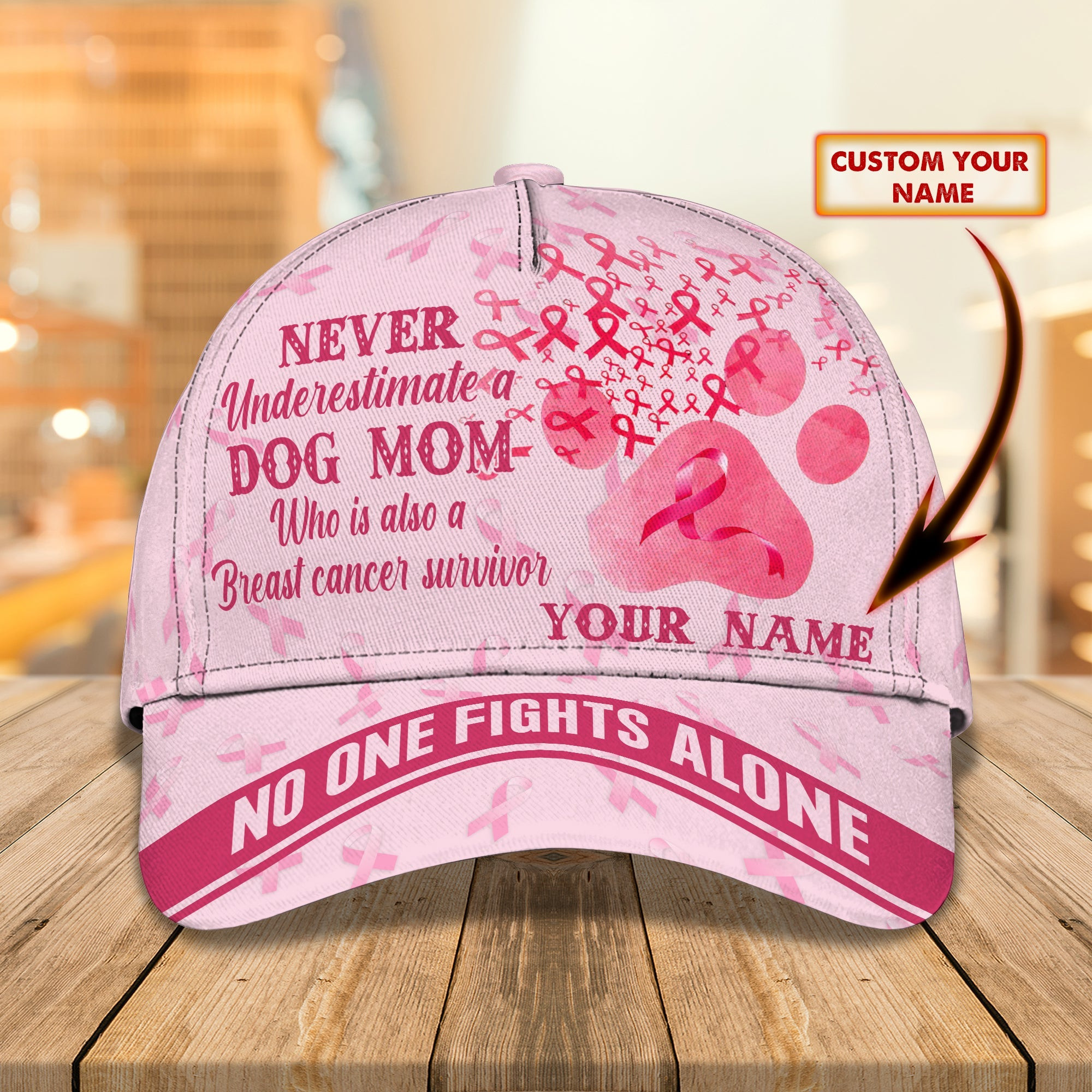 Adeenyc Custom Classic Cap Baseball Cap Hat Baseball Cap Hat For Breast Cancer Survivors - Personalized Name Cap Hats Gifts for men & women Adeenyc.com