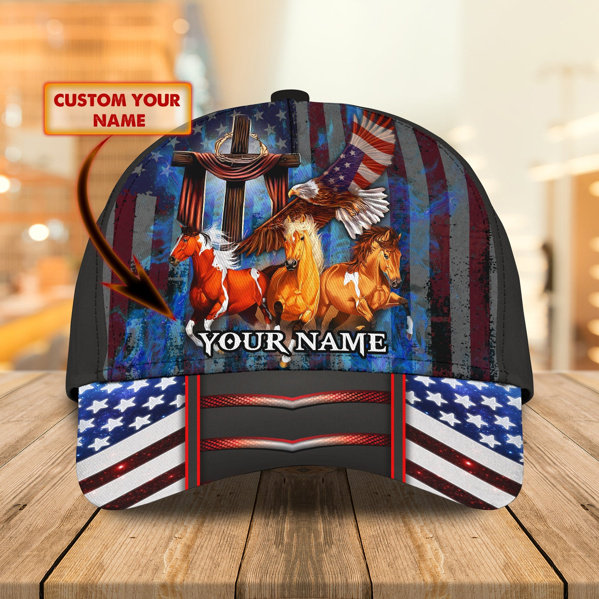 Adeenyc Custom Classic Cap Baseball Cap Hat Baseball Cap Hat- Personalized American Horse Name Cap Hats Gifts for men & women Adeenyc.com