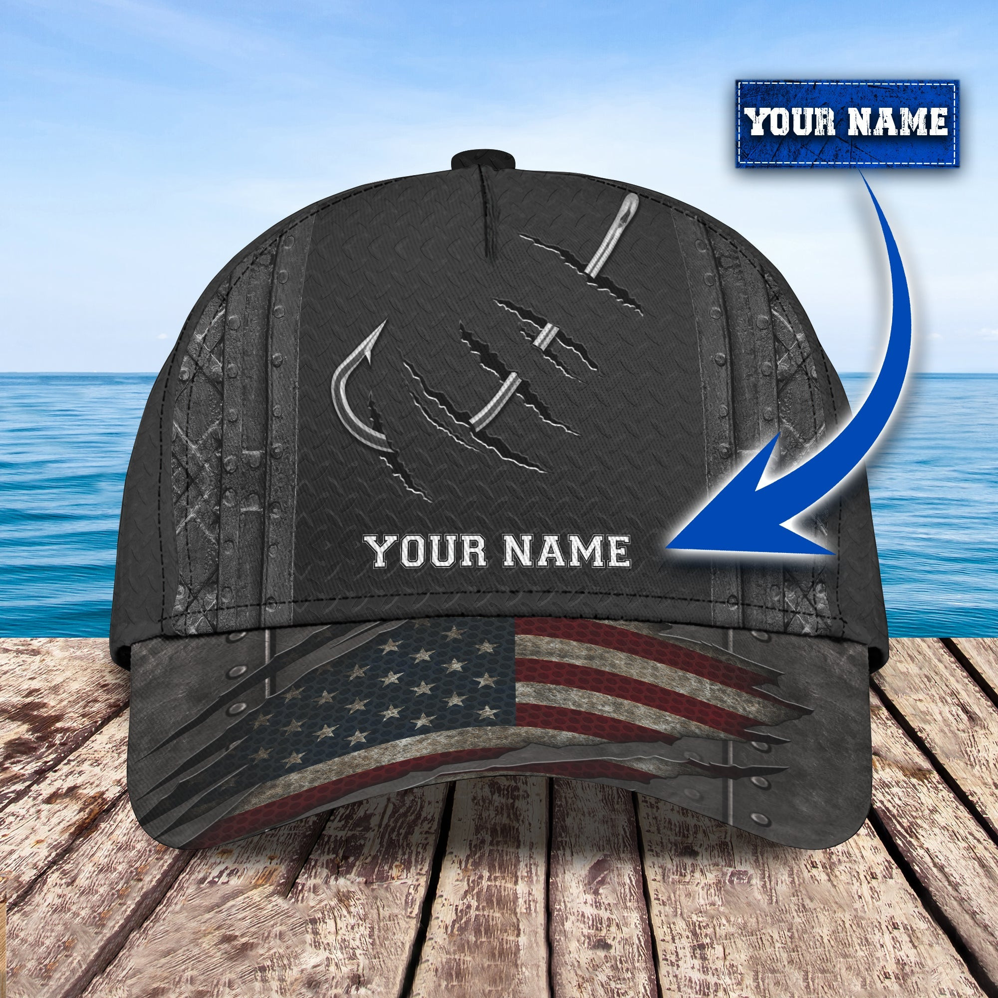 Adeenyc Custom Classic Cap Baseball Cap Hat Baseball Cap Hat- Personalized Fishing Hook Cap Hats Gifts for men & women Adeenyc.com