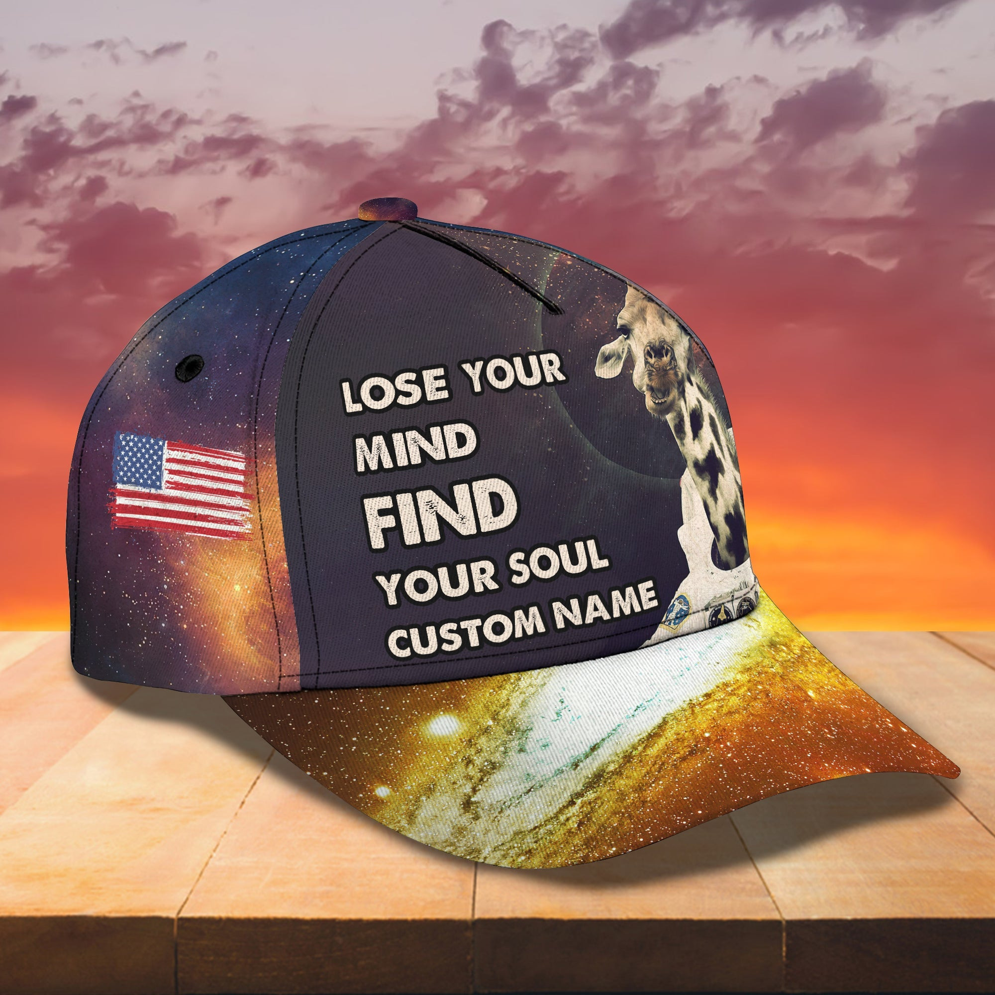Adeenyc Custom Classic Cap Baseball Cap Hat Baseball Cap Hat- Personalized Giraffe Astronaut Design Hats Gifts for men & women Adeenyc.com