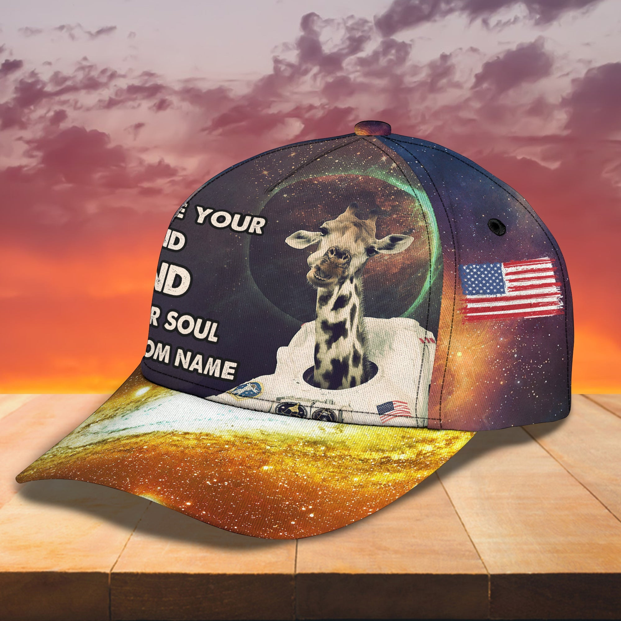 Adeenyc Custom Classic Cap Baseball Cap Hat Baseball Cap Hat- Personalized Giraffe Astronaut Design Hats Gifts for men & women Adeenyc.com